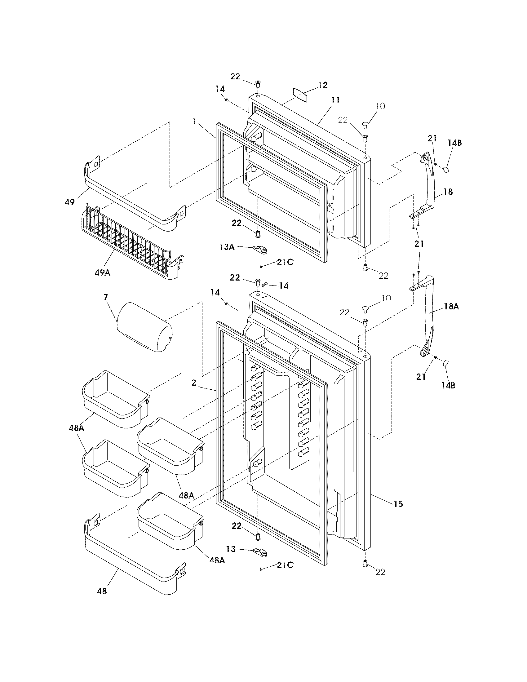 Frigidaire GLHT217HQ3 door diagram
