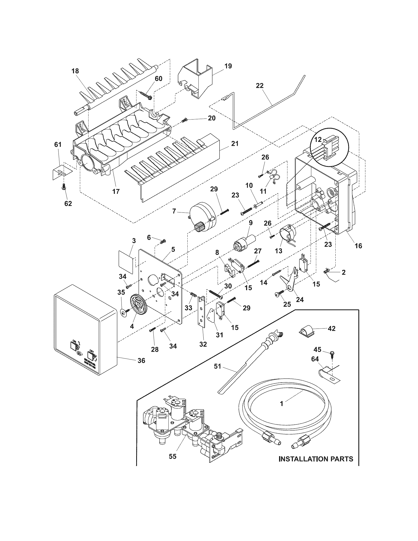 Frigidaire FRS23KF6EB5 ice maker diagram