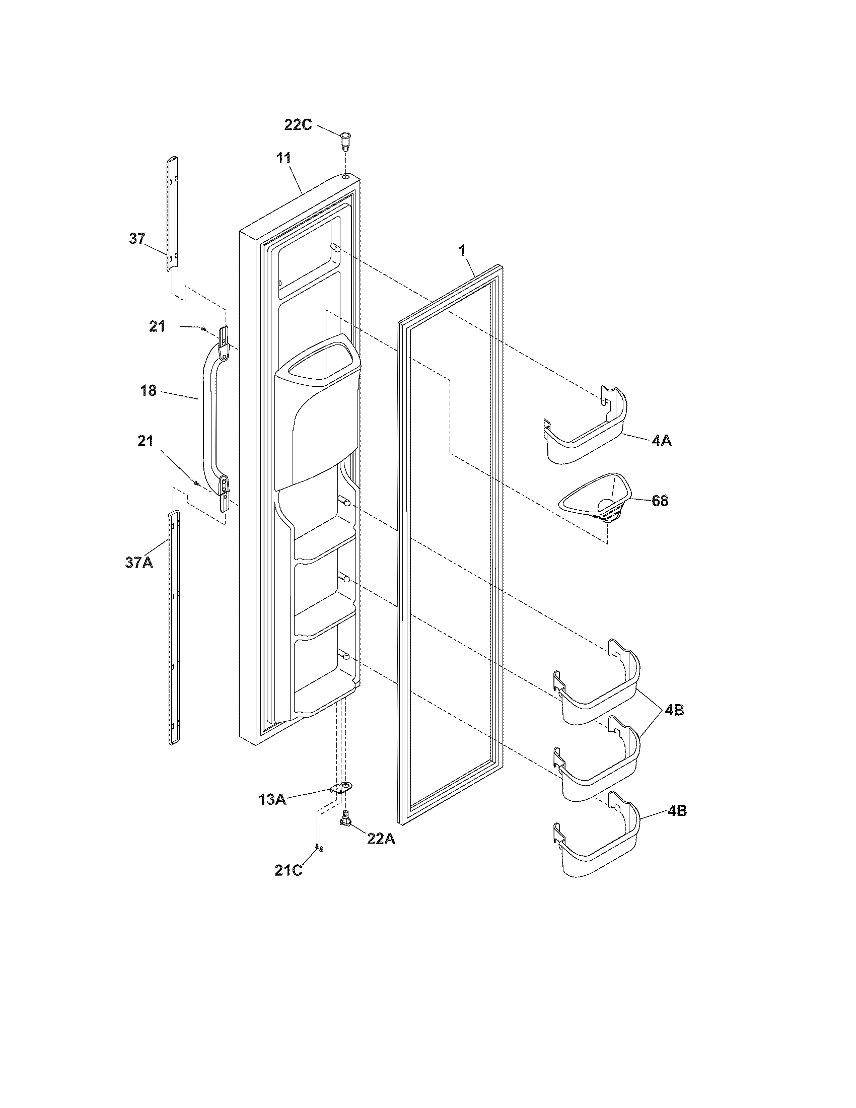Crosley CRSE264FSS0 freezer door diagram