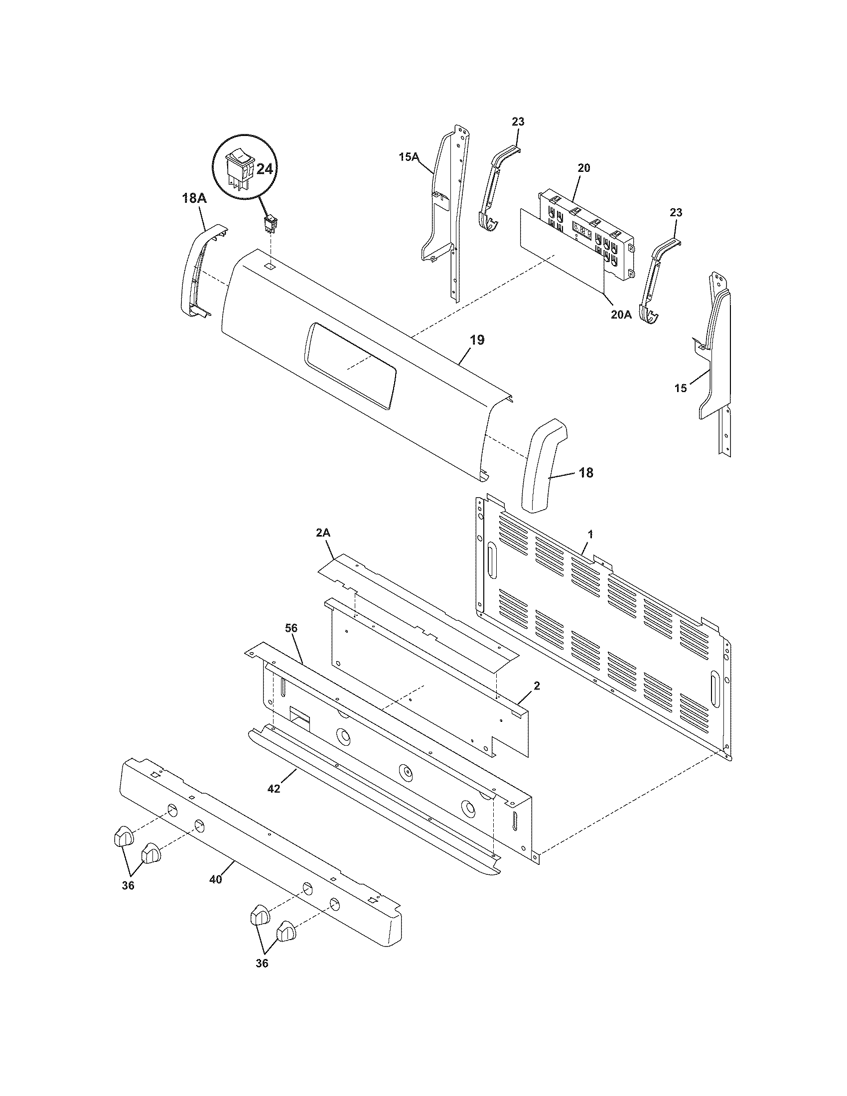 Tappan TGF351ESF backguard diagram