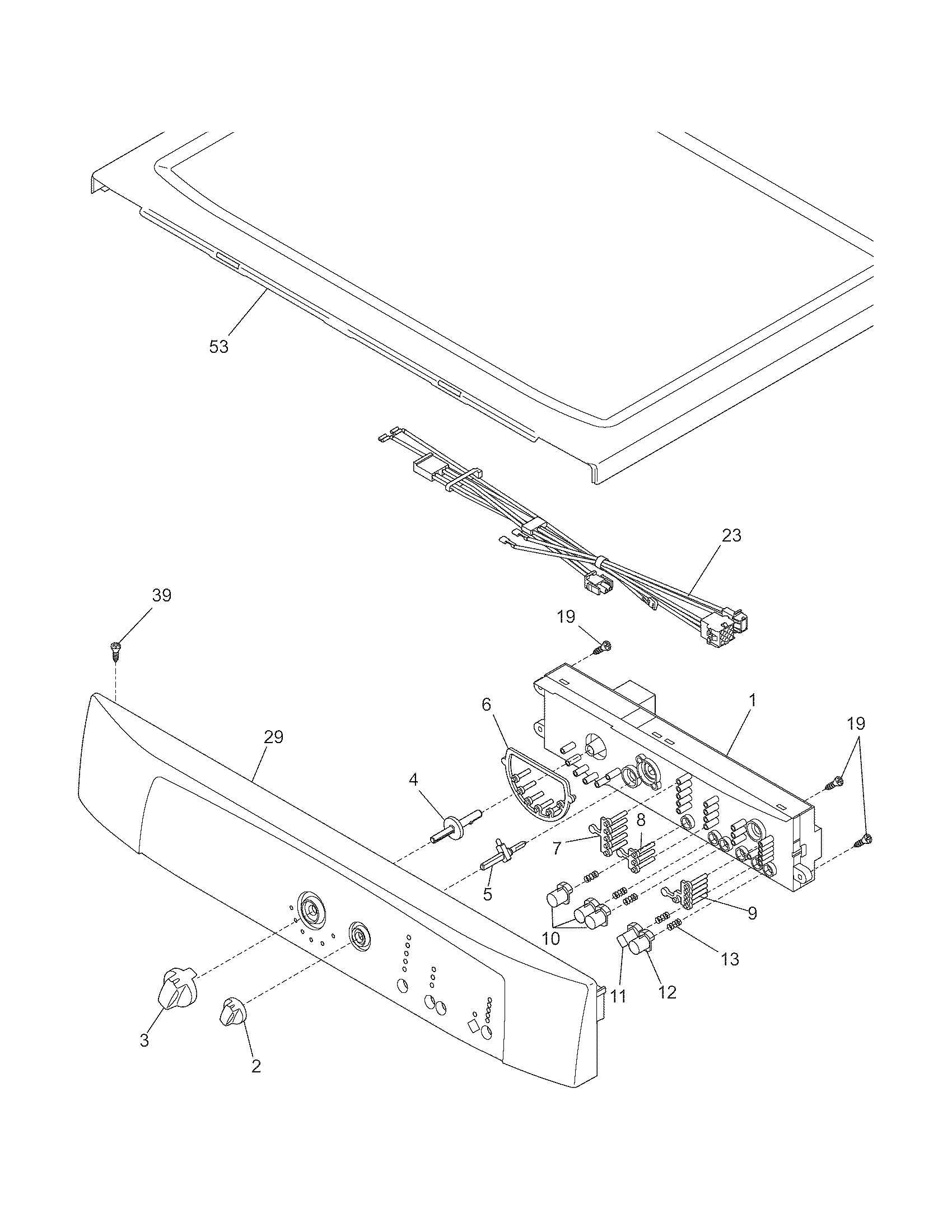 Crosley CDEC400FW0 controls/top panel diagram