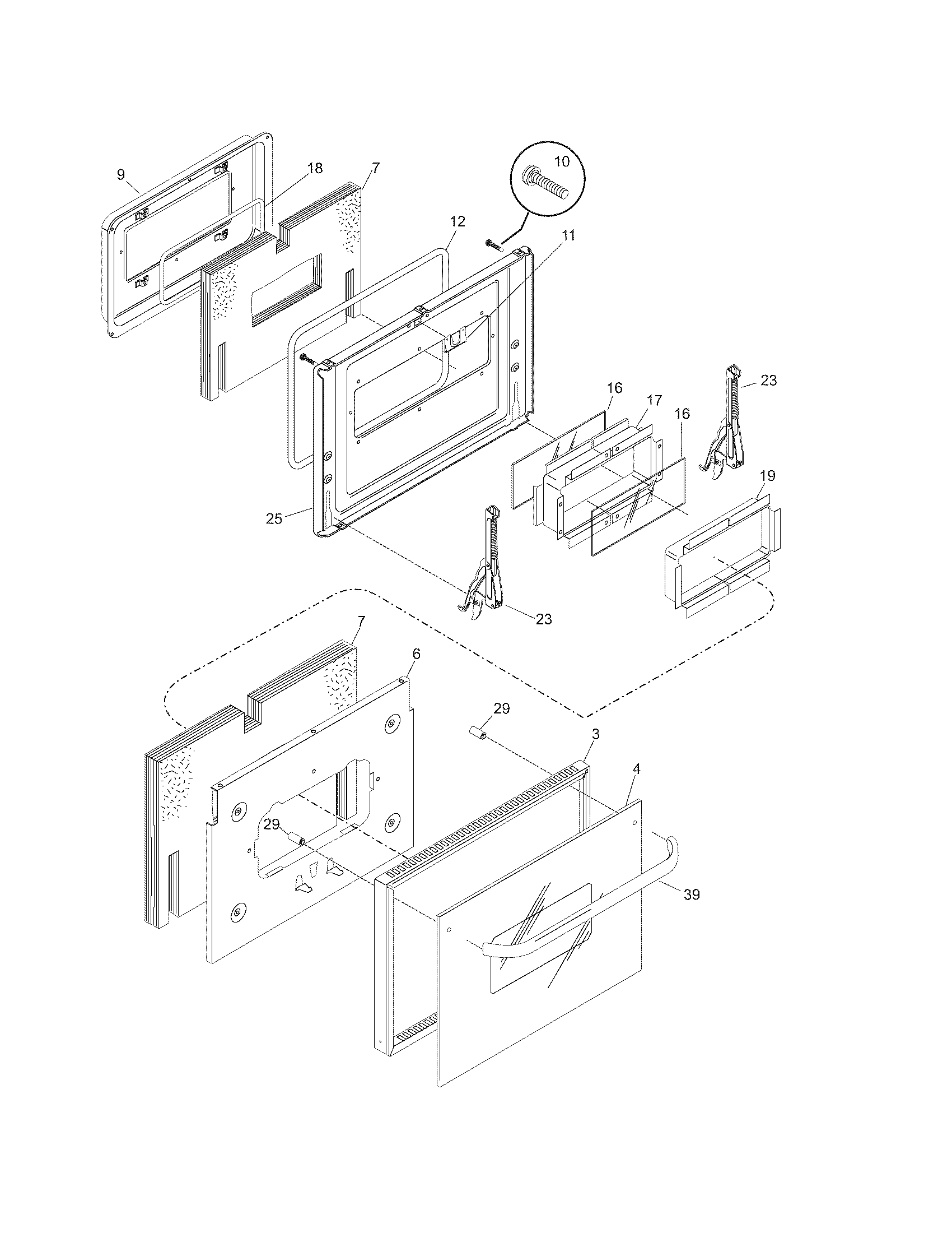 Frigidaire FEB24S5ASC door diagram
