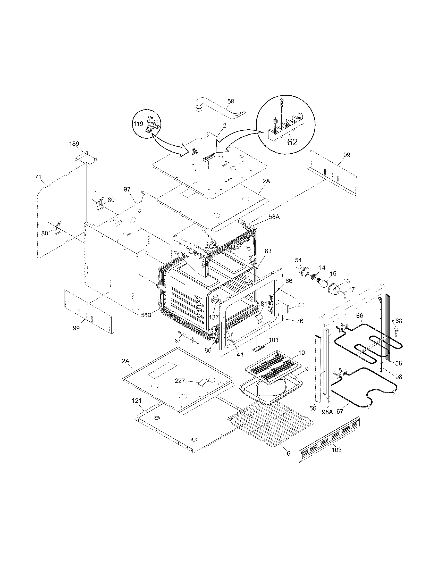 Frigidaire FEB24S2ASD body diagram