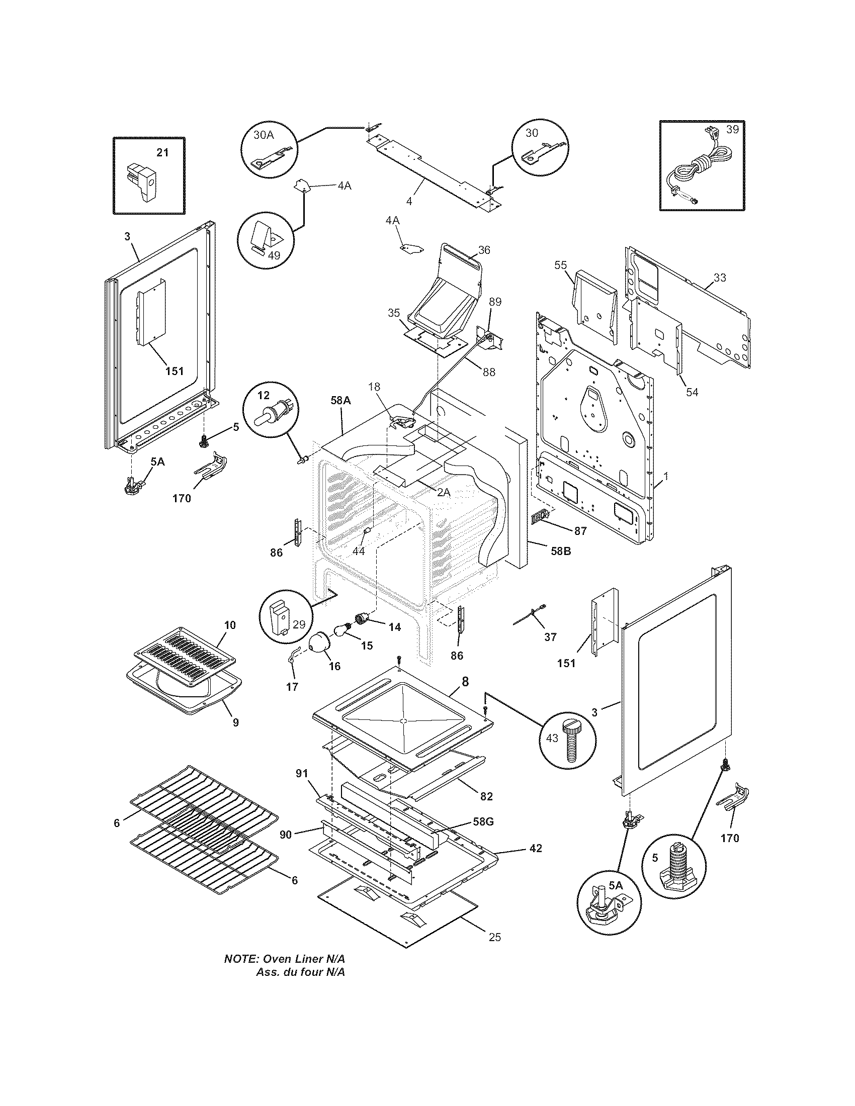 Frigidaire FGF355FSE body diagram