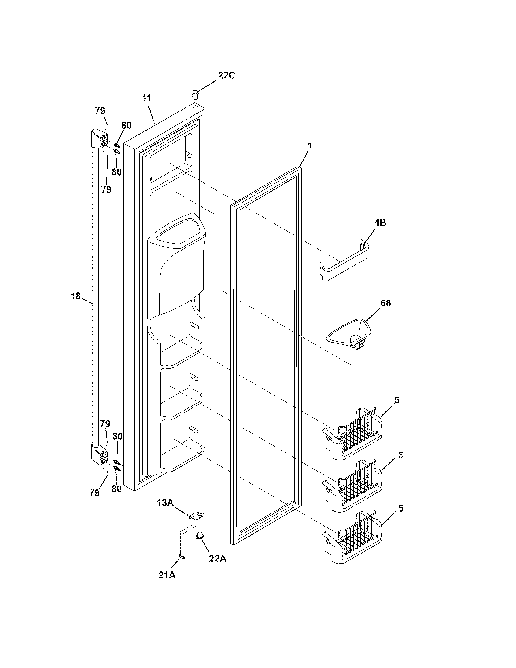 Electrolux E23CS78EPS2 freezer door diagram