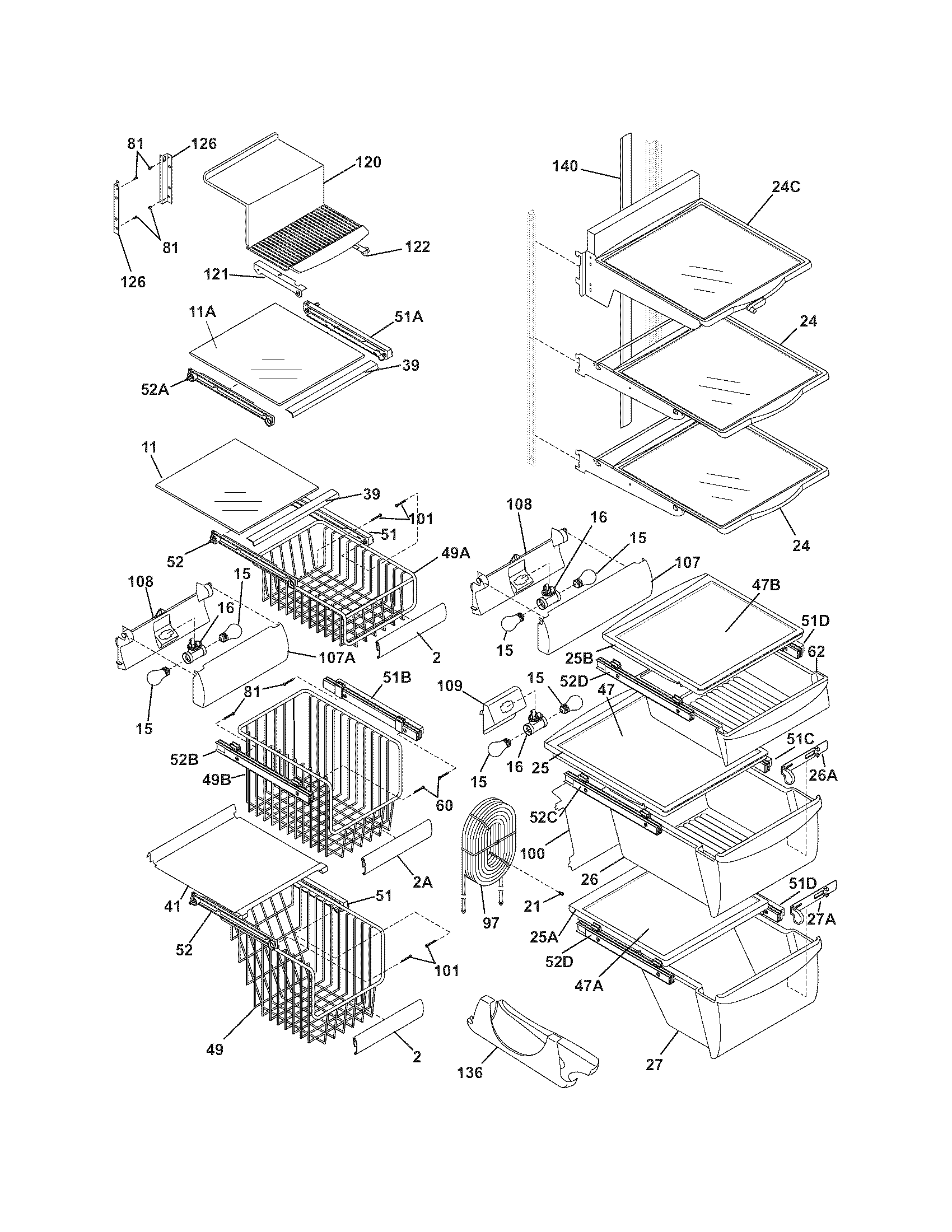 Electrolux E23CS78EPS2 shelves diagram