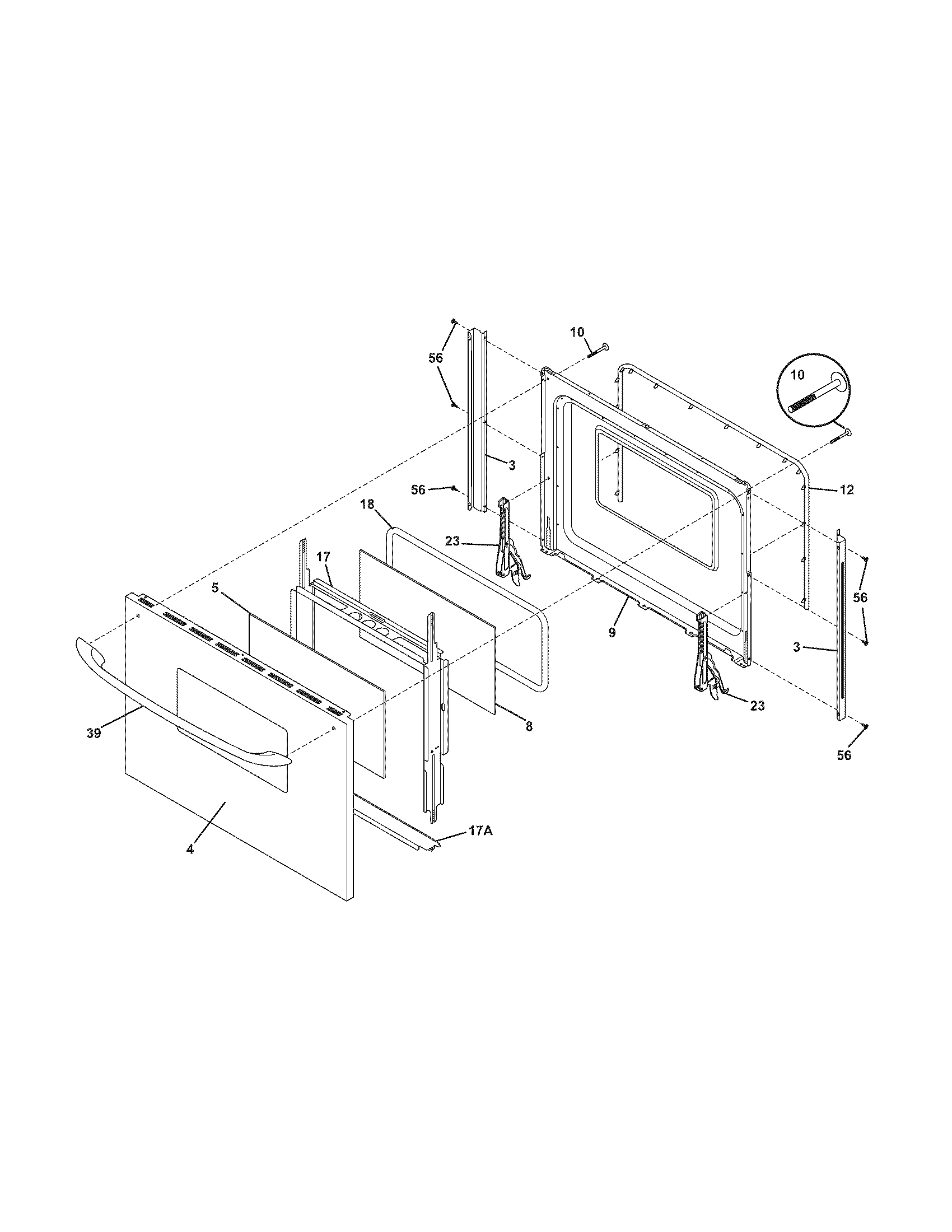 Frigidaire FES300ESD door diagram