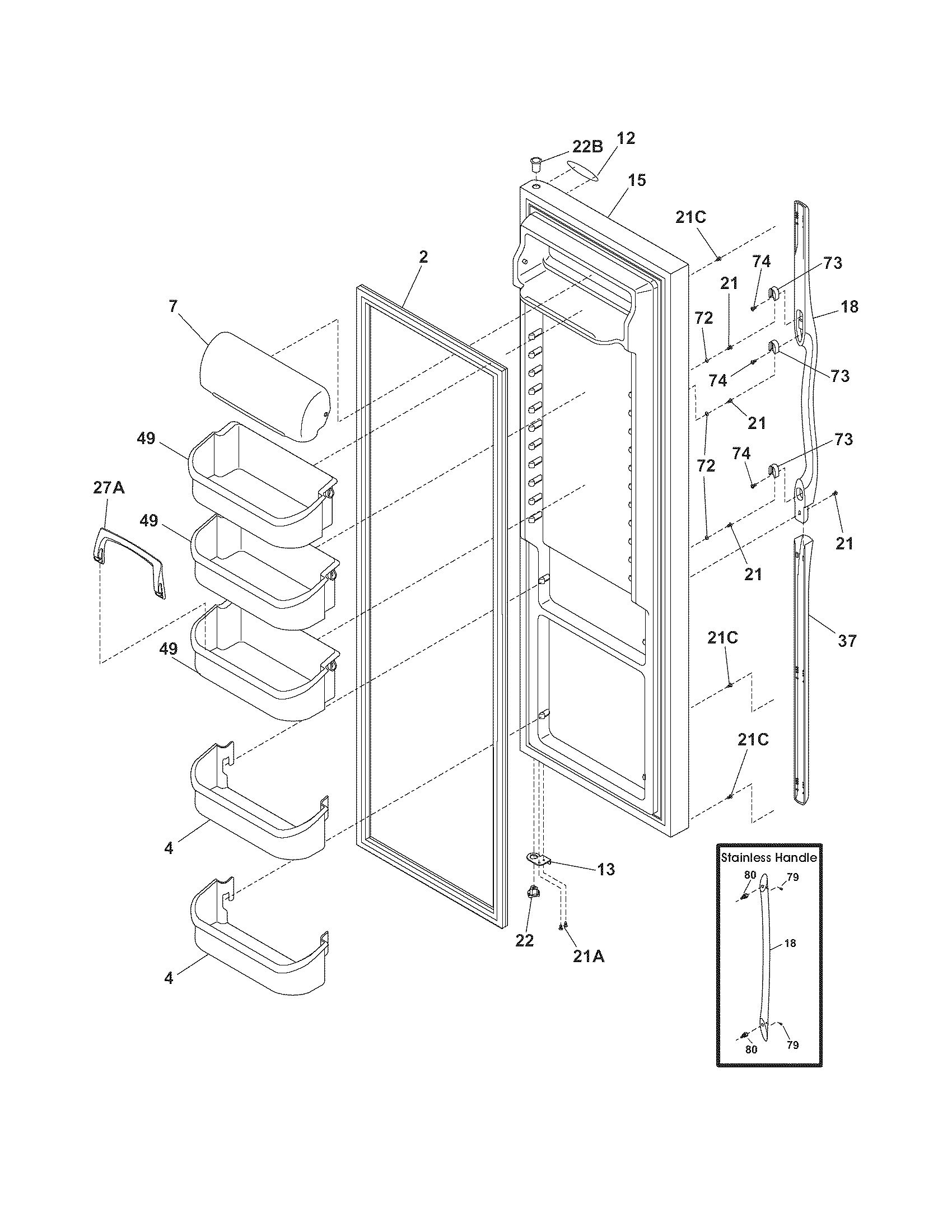 Frigidaire GLHS38EGQ3 refrigerator door diagram