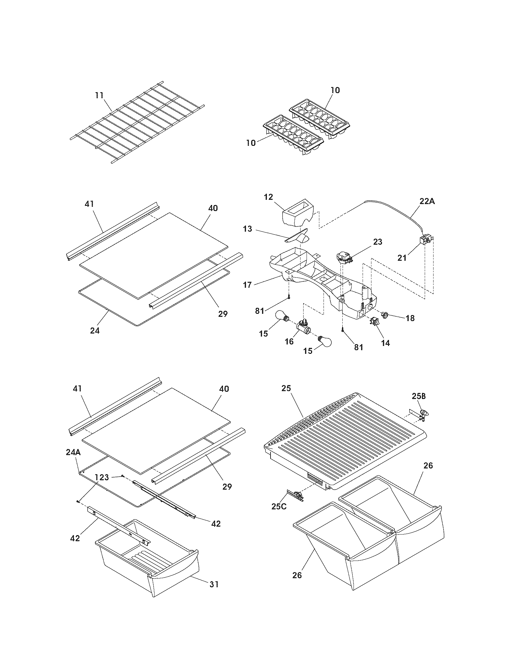 Kenmore 25365723700 shelves diagram