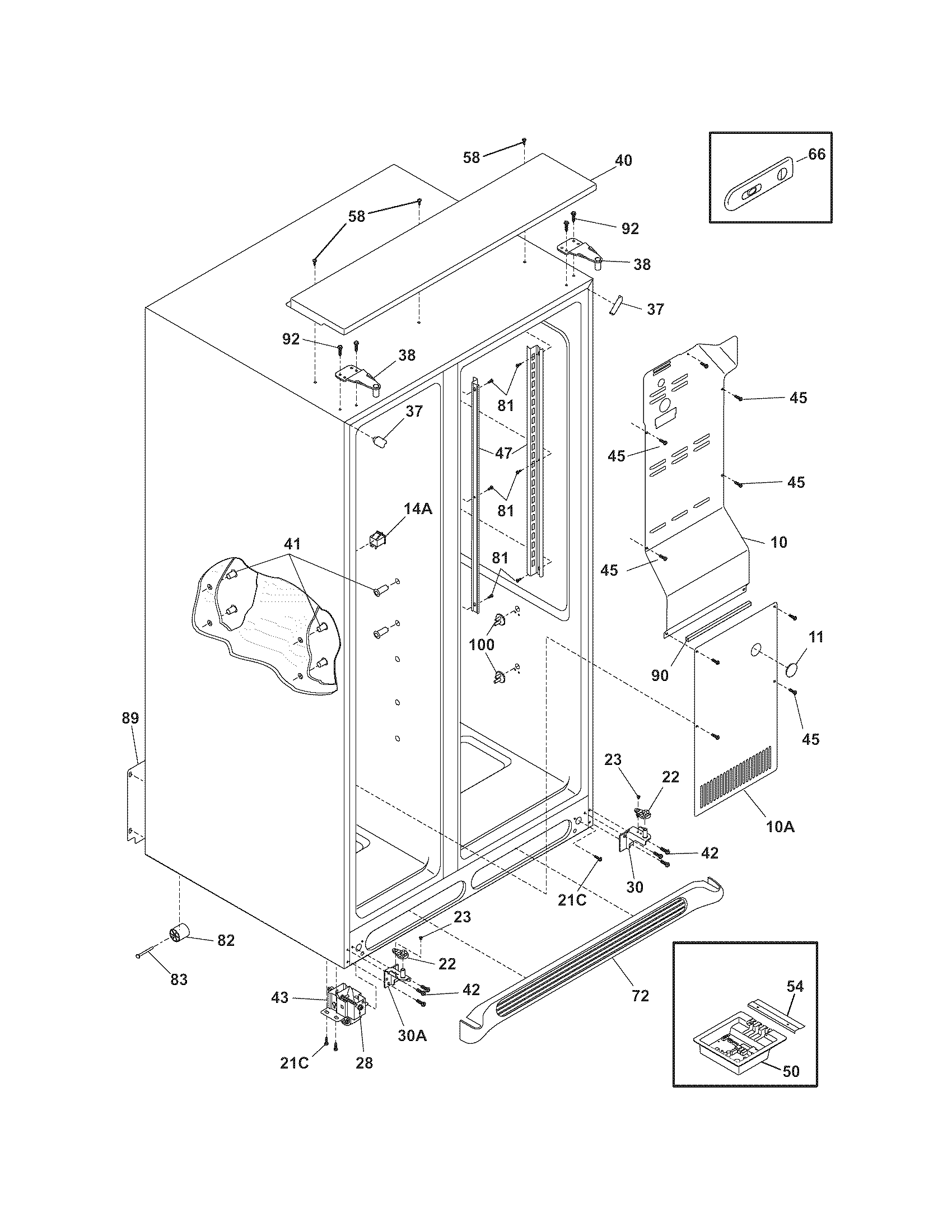 Frigidaire FSC23F7HW1 cabinet diagram