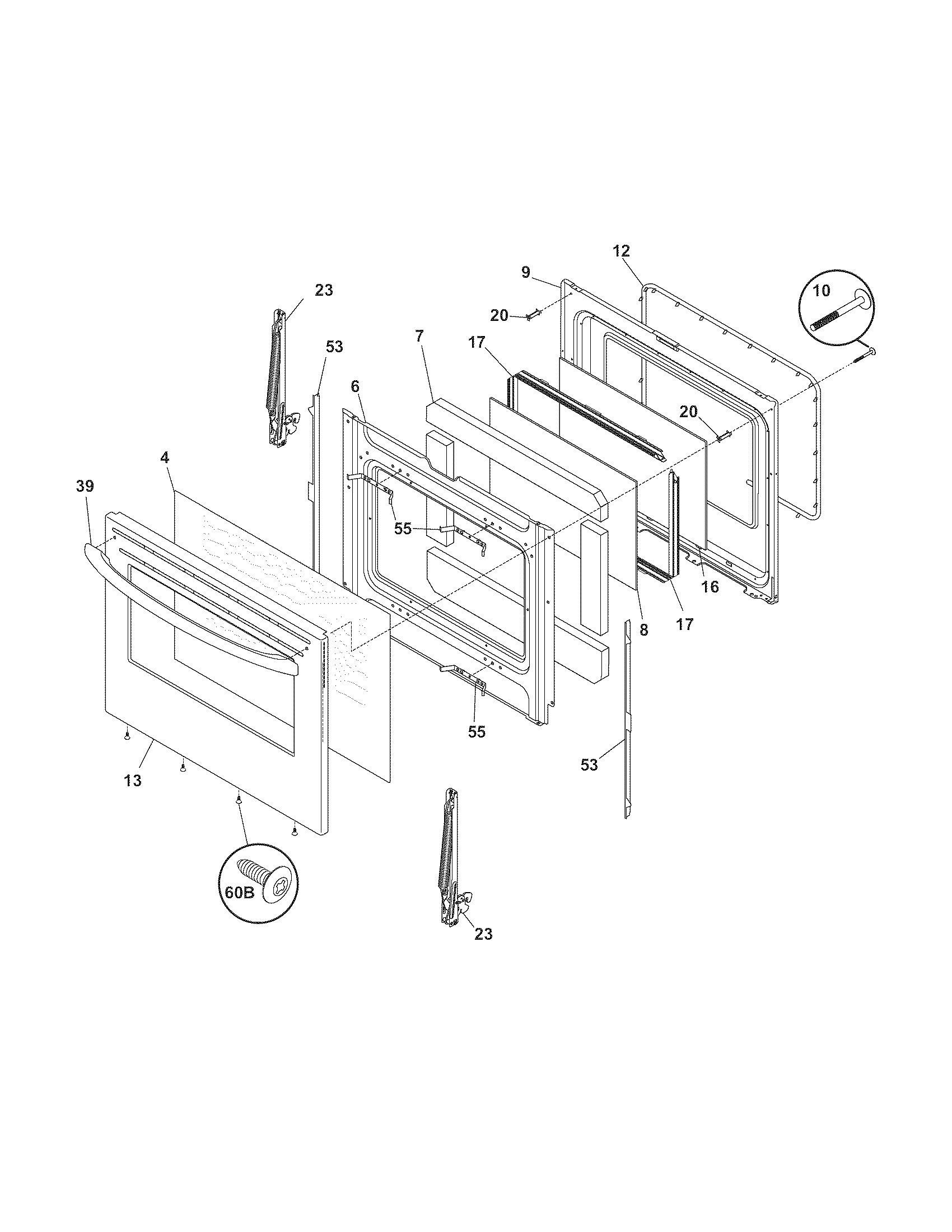 Frigidaire GLGFZ376FCD door diagram