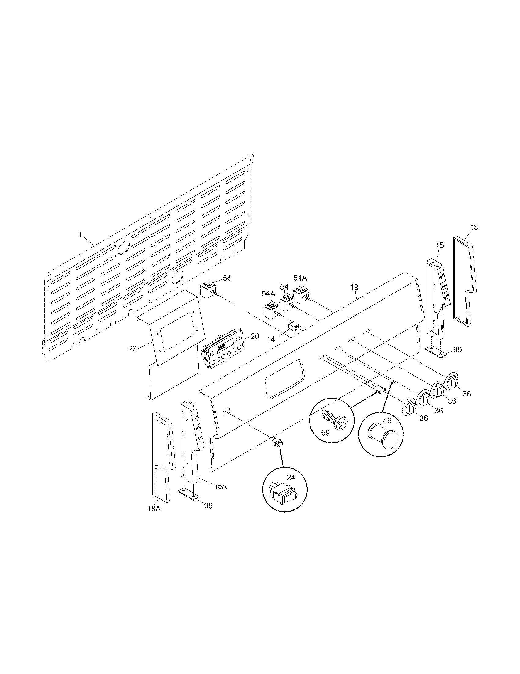 Frigidaire FEF402BWF backguard diagram