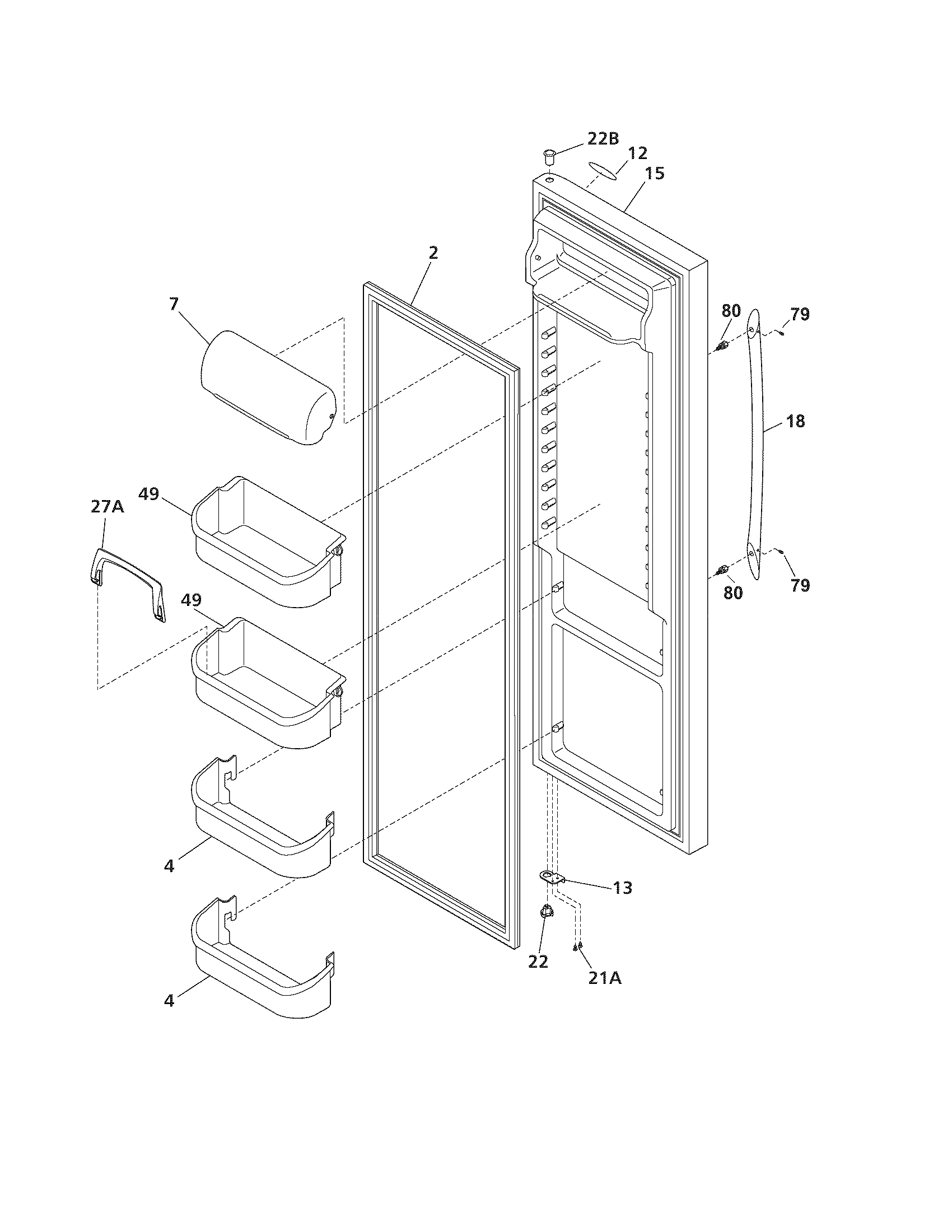 Frigidaire PLHS67EGSB5 refrigerator door diagram