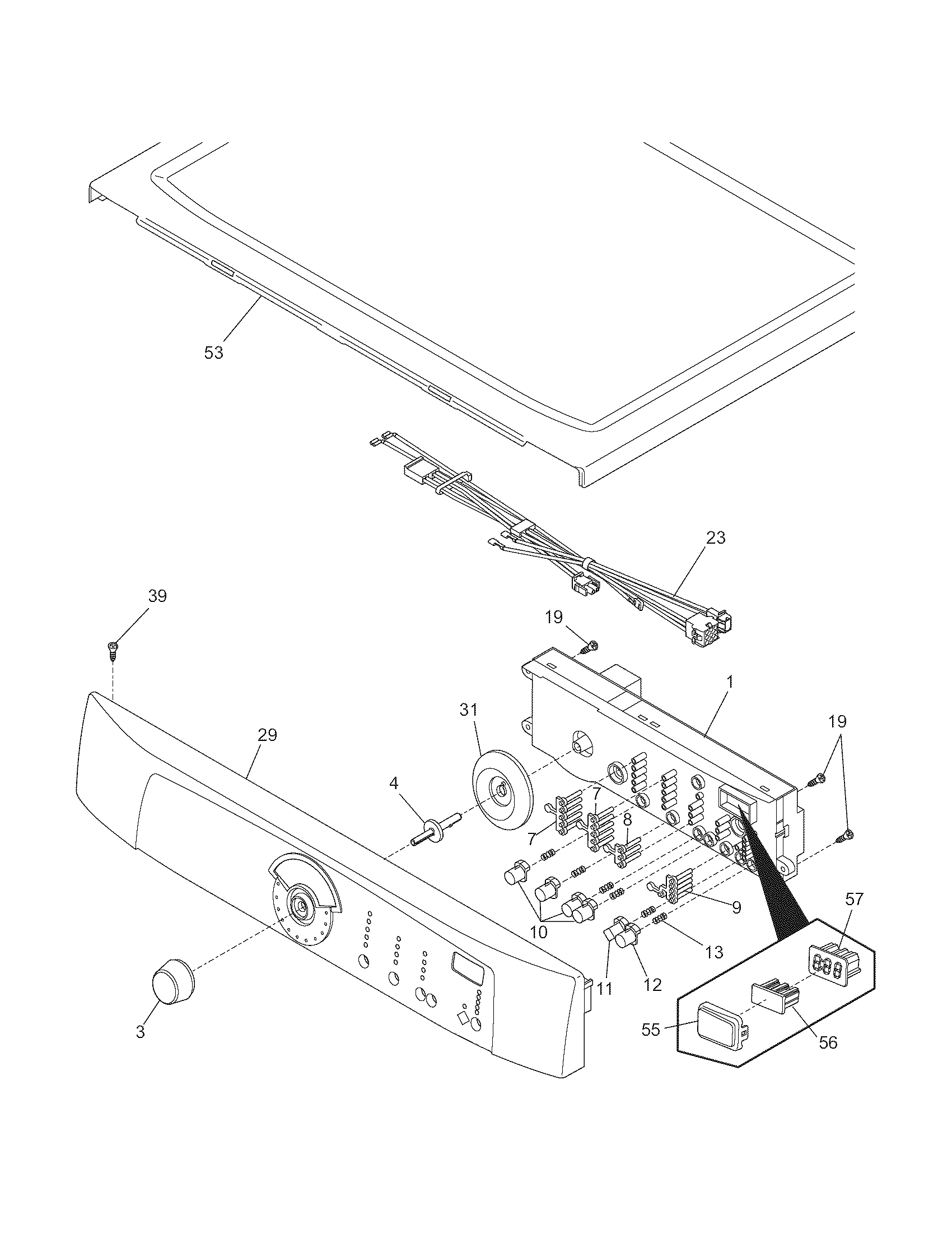 Frigidaire FGQB2152FE0 controls/top panel diagram