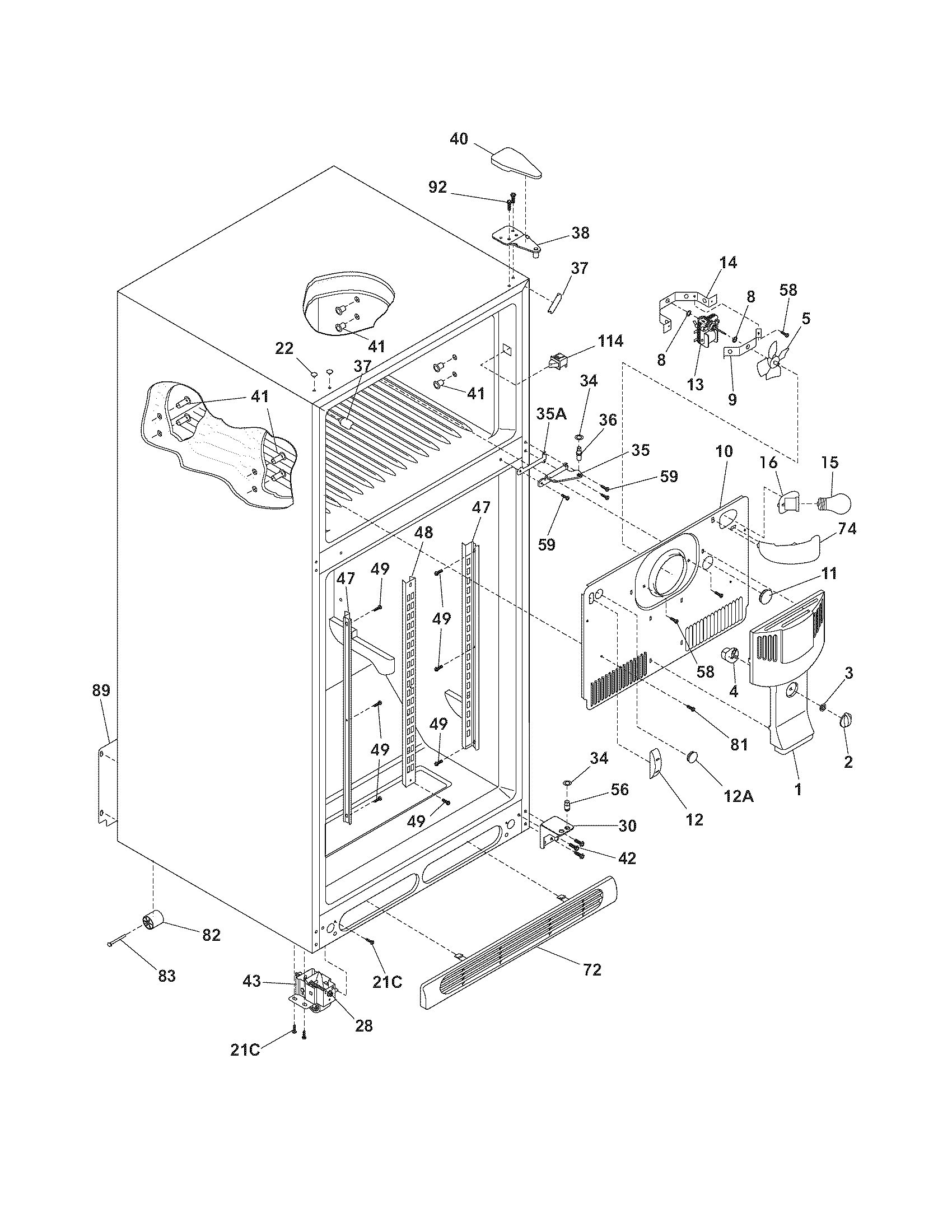 Frigidaire GLHT186HS3 cabinet diagram