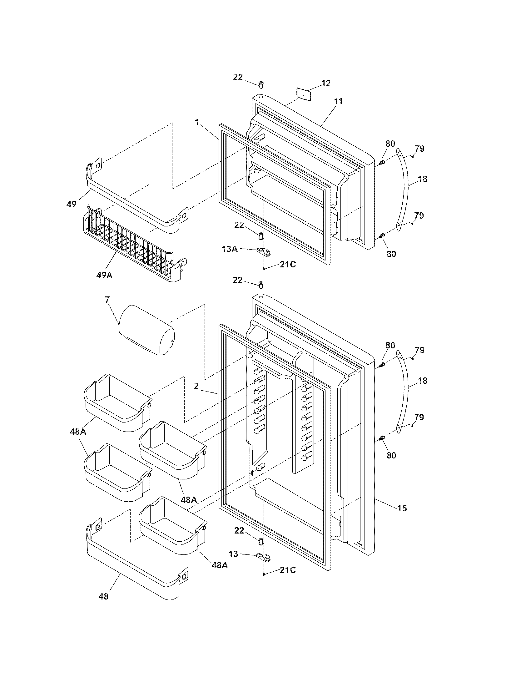 Frigidaire PHT189HSM3 doors diagram