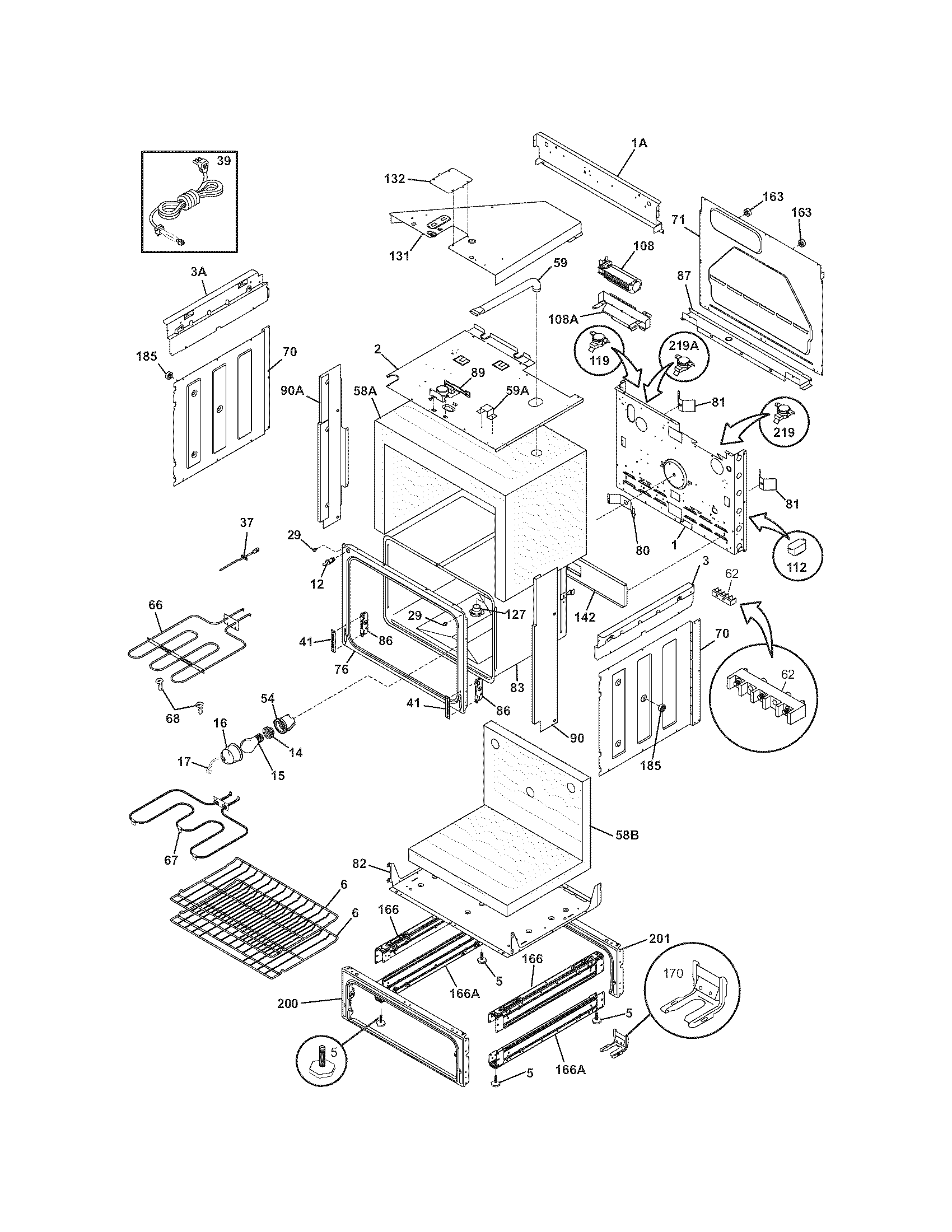 Frigidaire CFES365ES4 body diagram