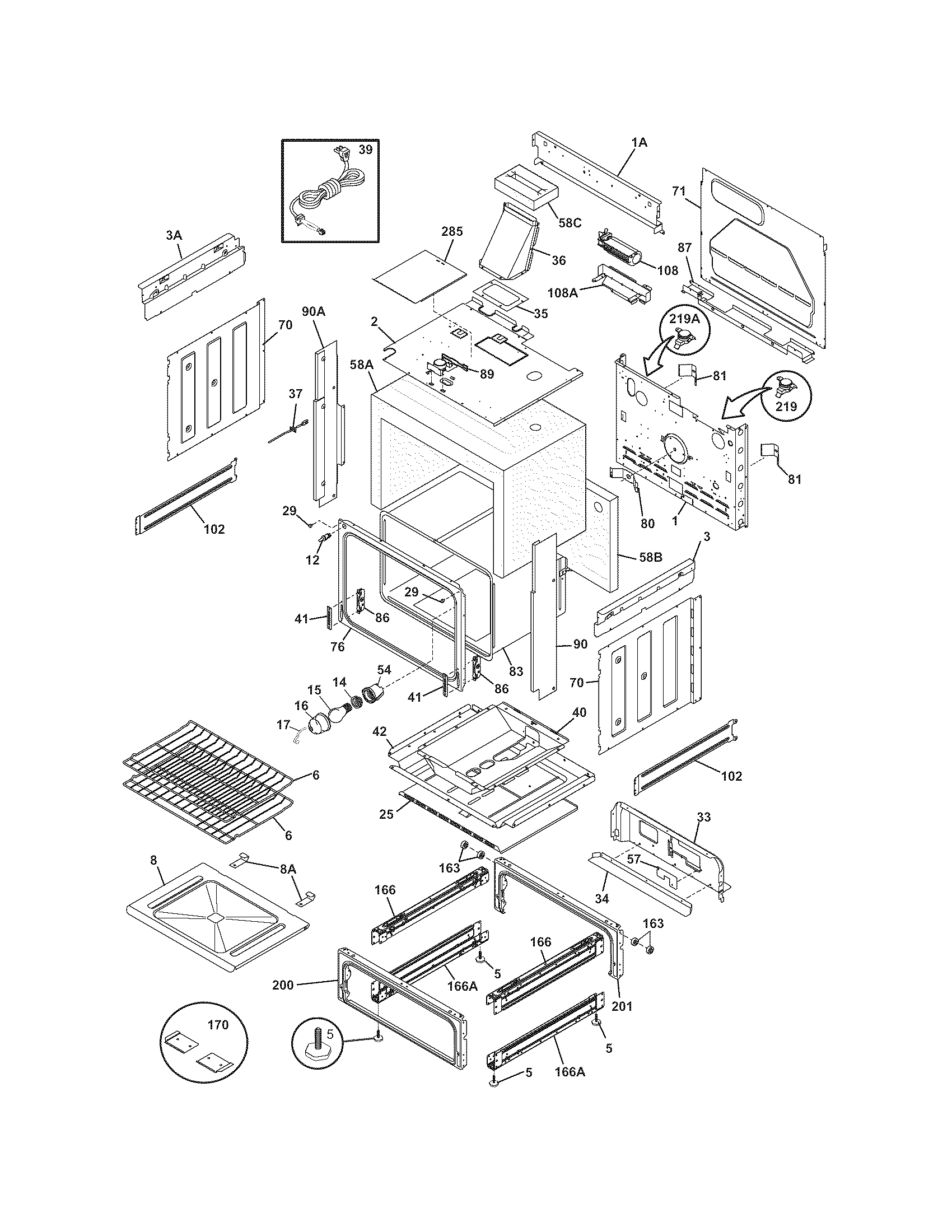 Frigidaire FGS365ESD body diagram