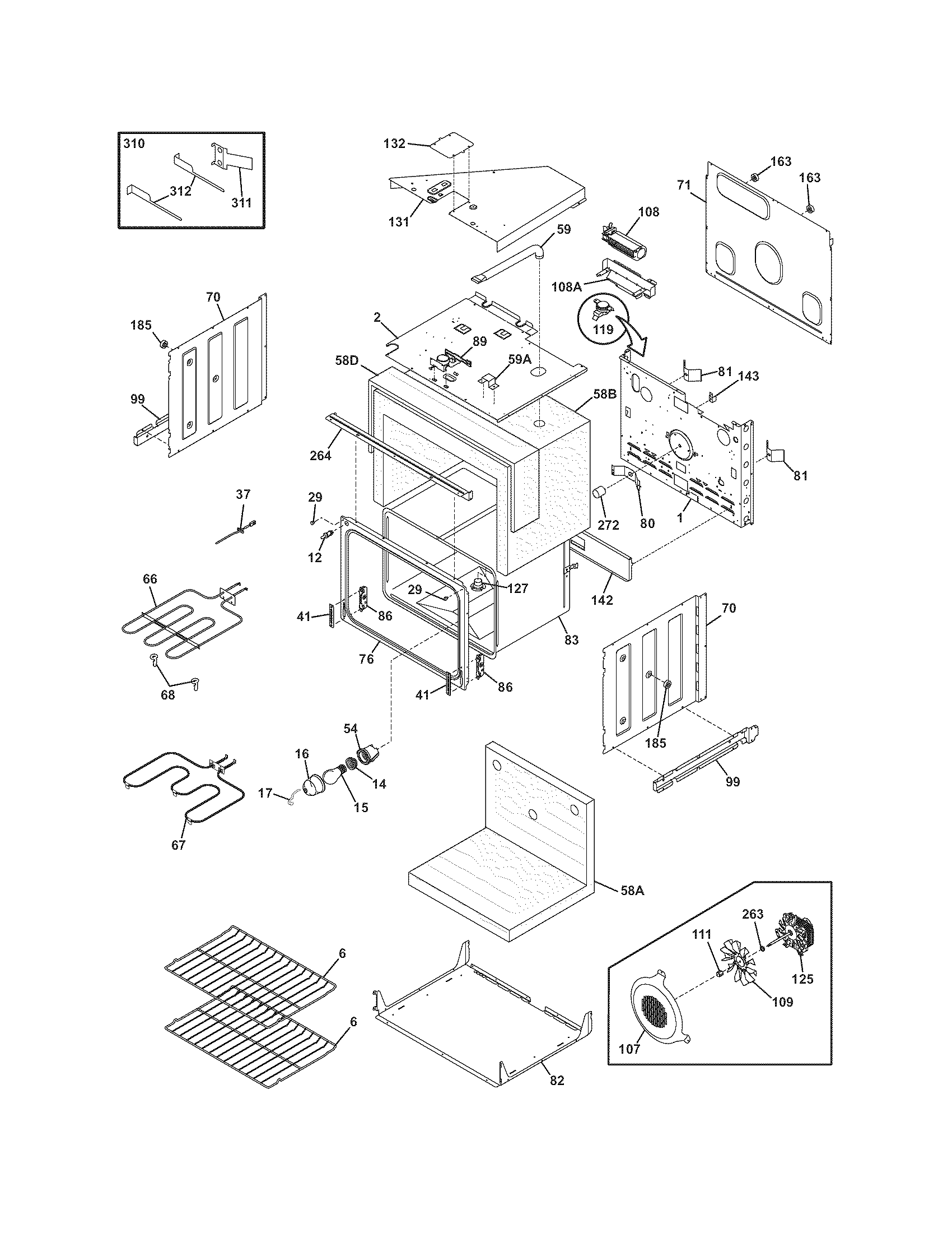 Frigidaire FEB30T7FCC upper oven diagram