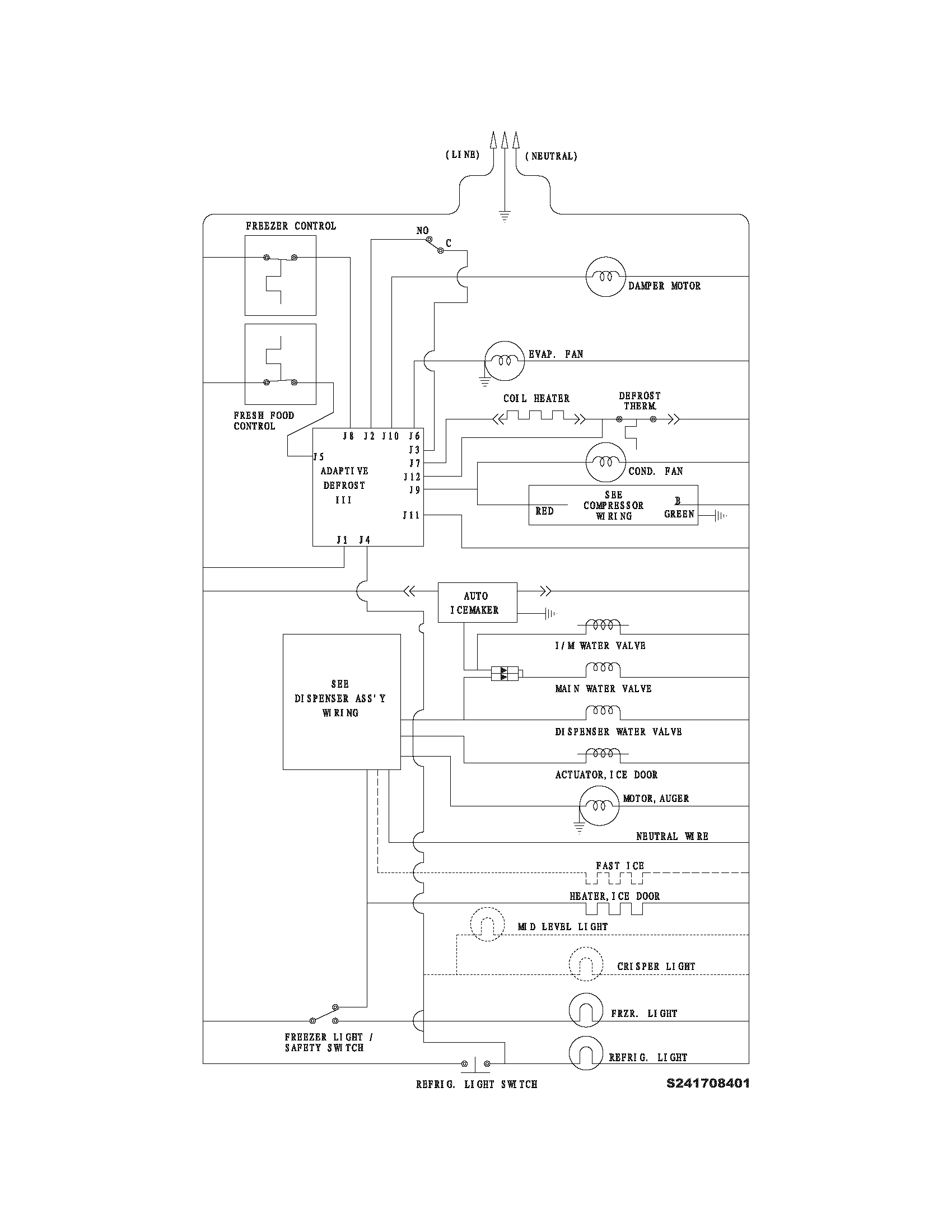 White-Westinghouse WRS26MF5AQL wiring schematic diagram