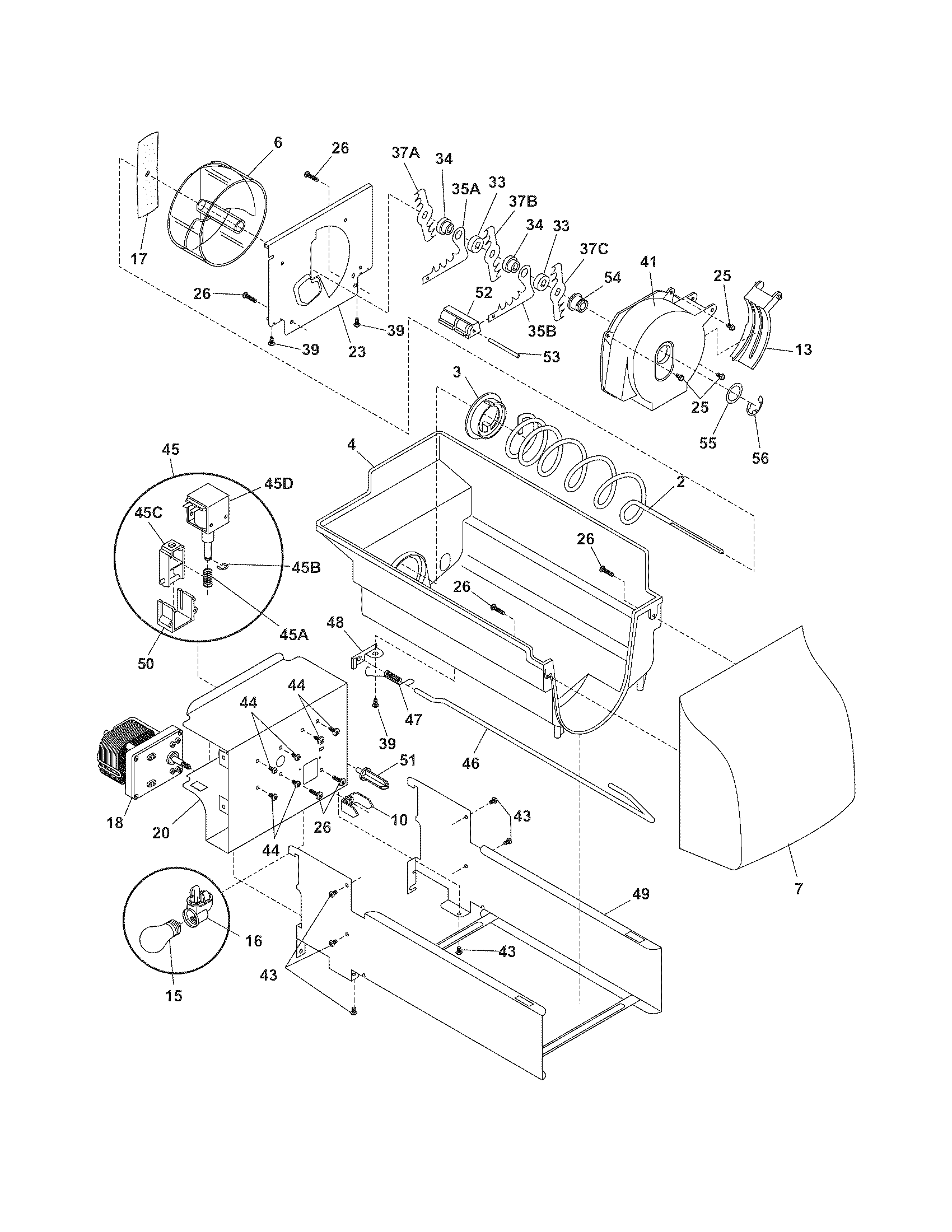 Frigidaire PHS67EHSB1 ice container diagram