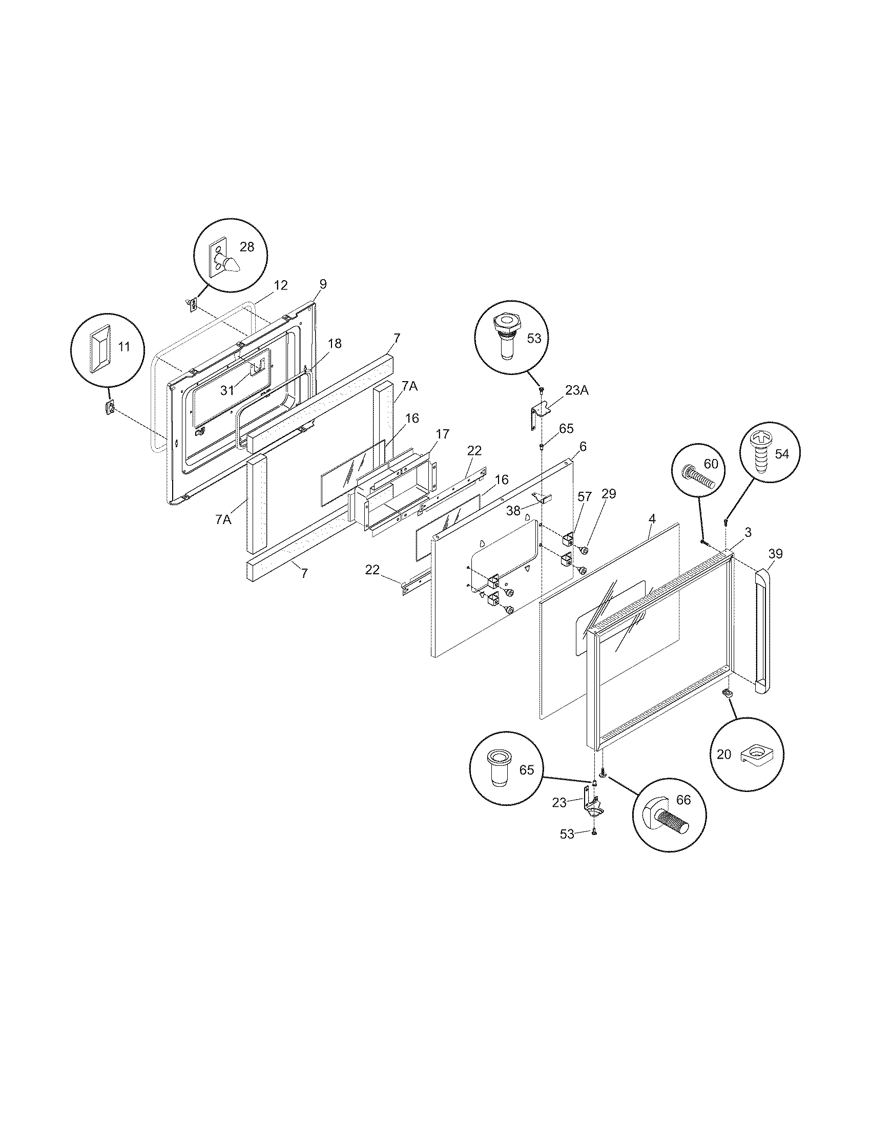 Frigidaire GLEB27S7CBD door diagram