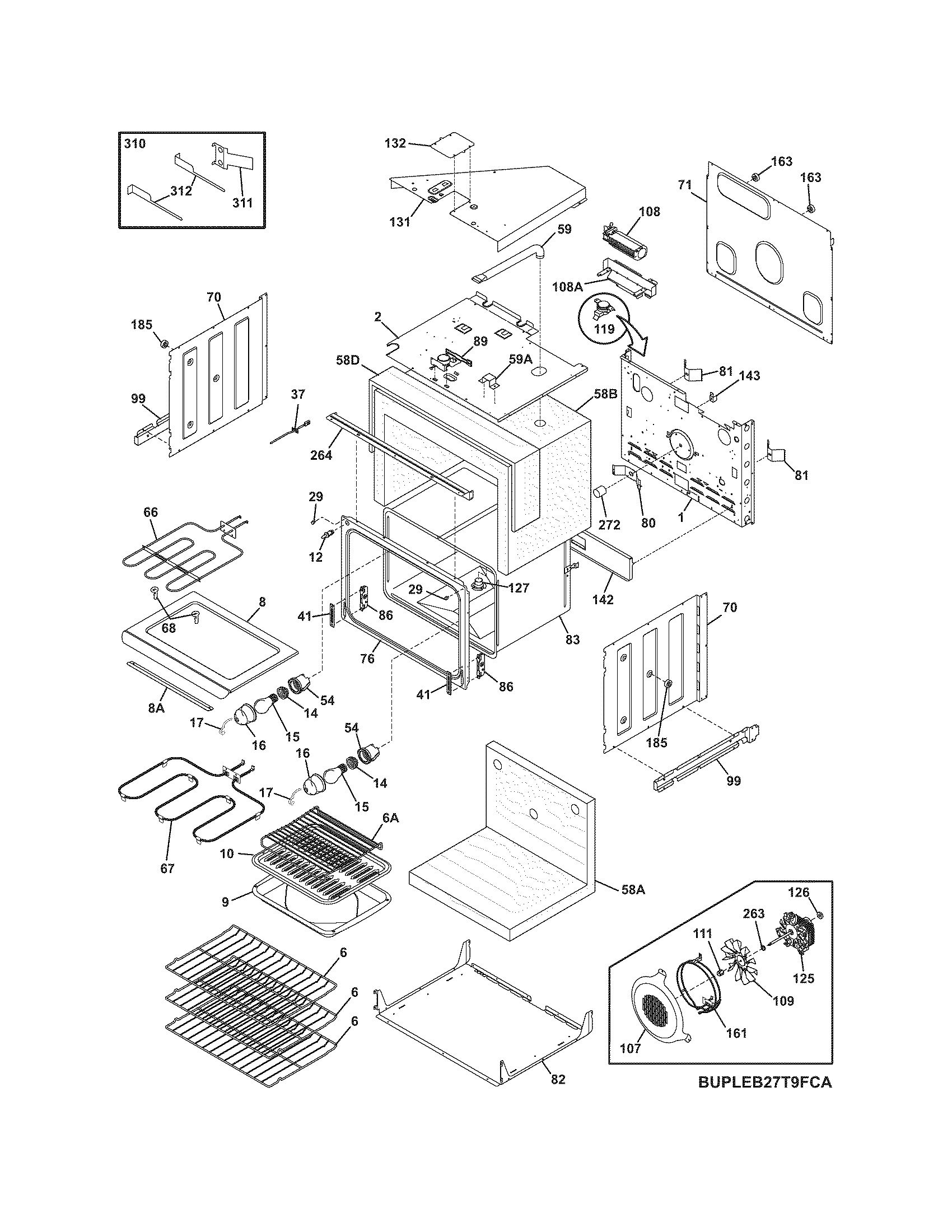 Frigidaire GLEB27T9FQB upper oven diagram