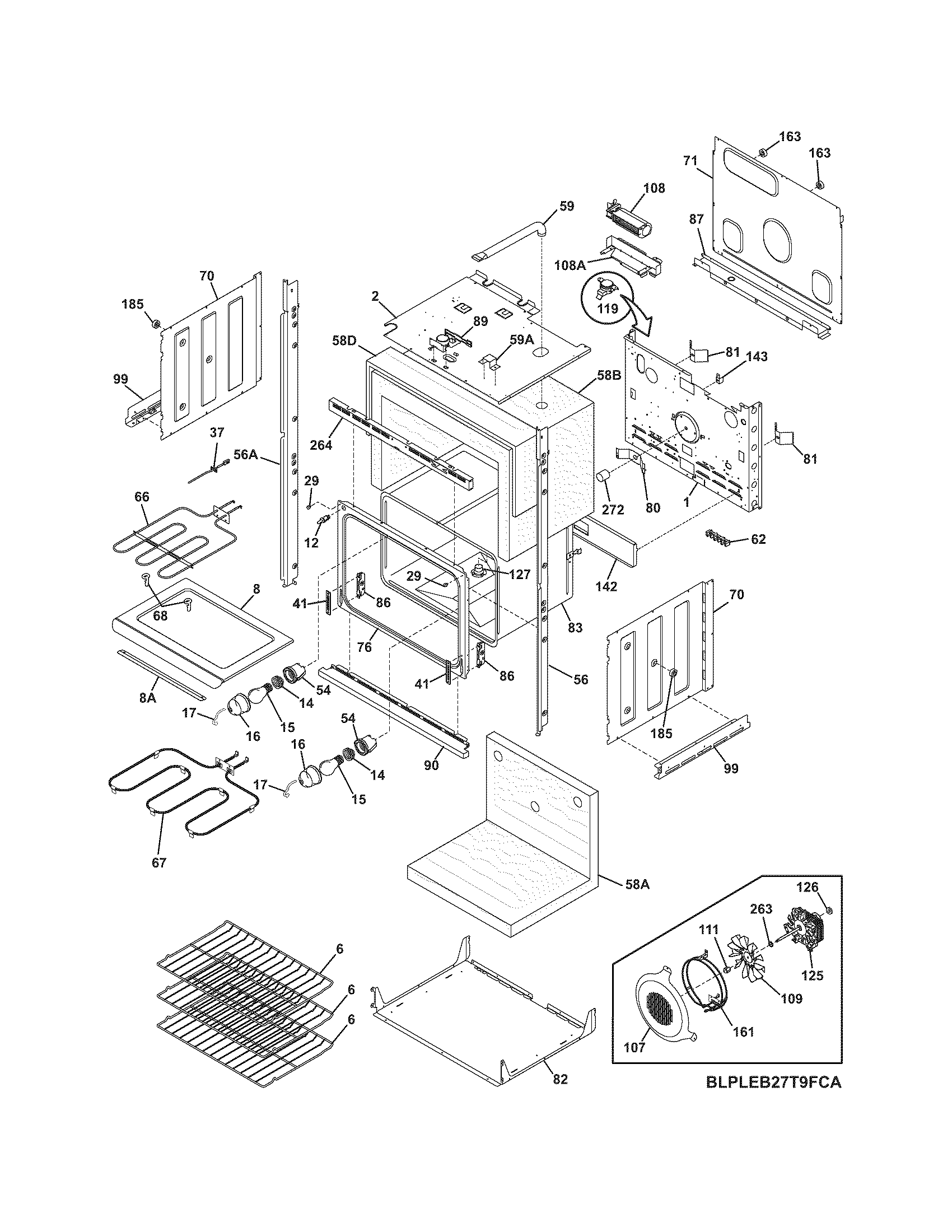 Frigidaire GLEB27T9FQB lower oven diagram
