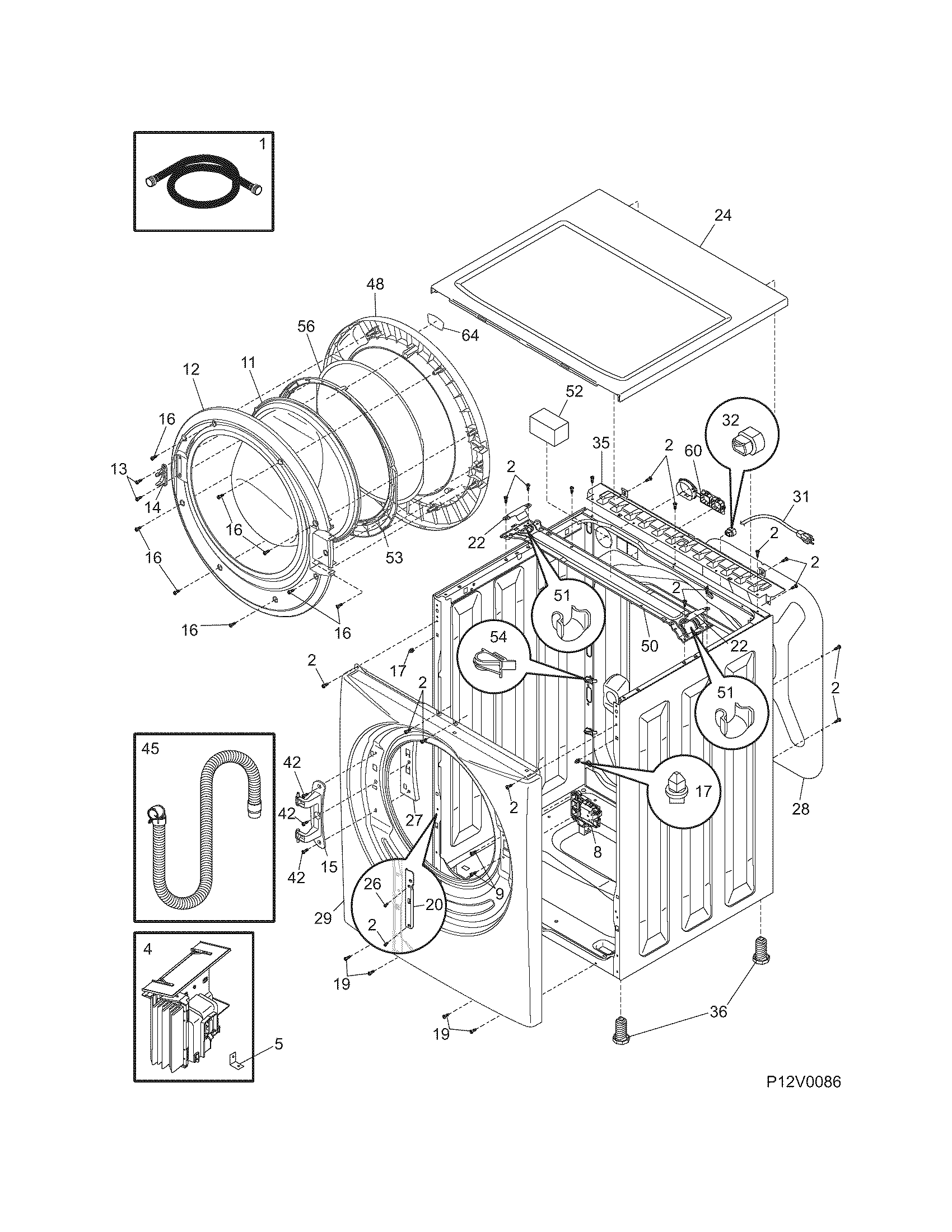 Frigidaire BLTF6100FS0 cabinet/top diagram