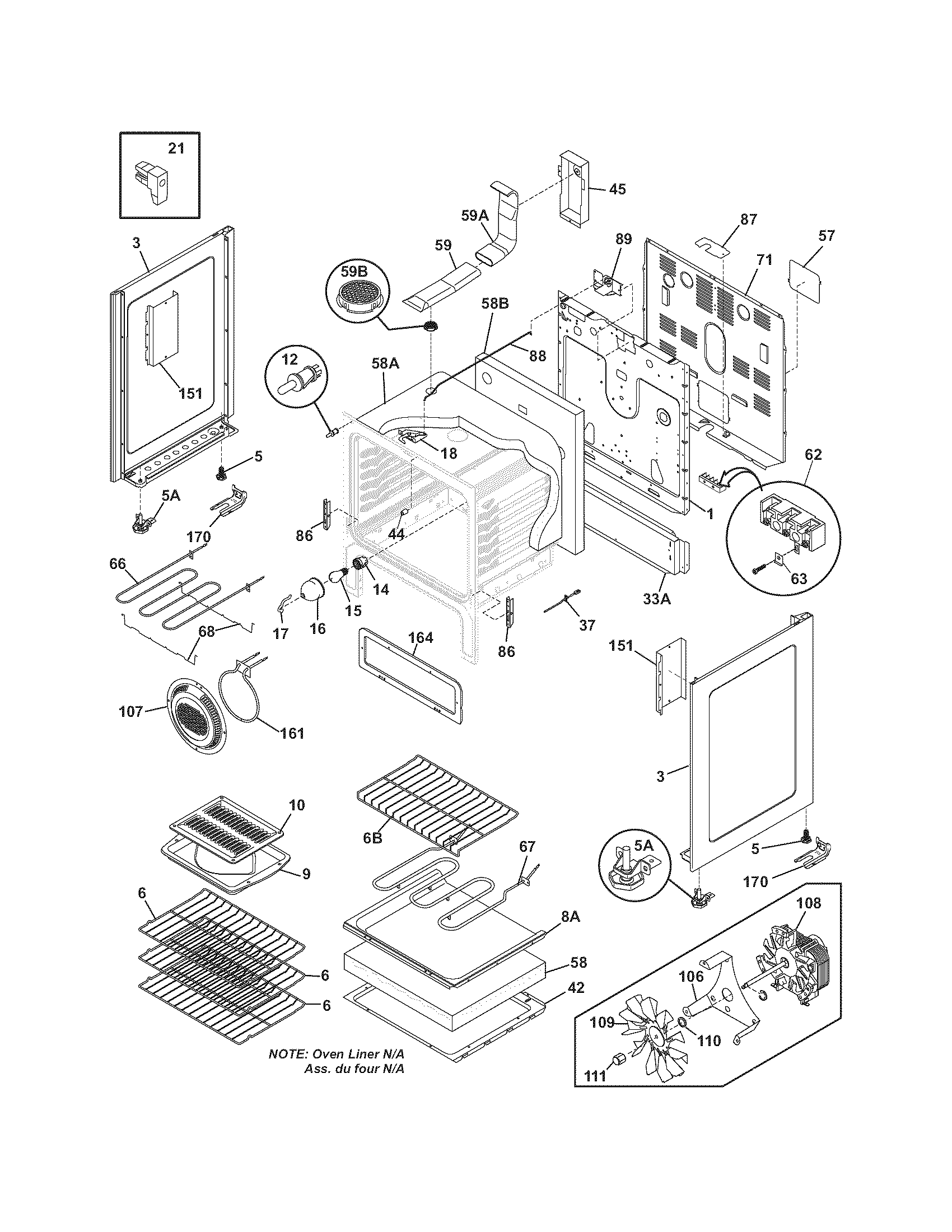 Frigidaire GLEFM97FPBE body diagram