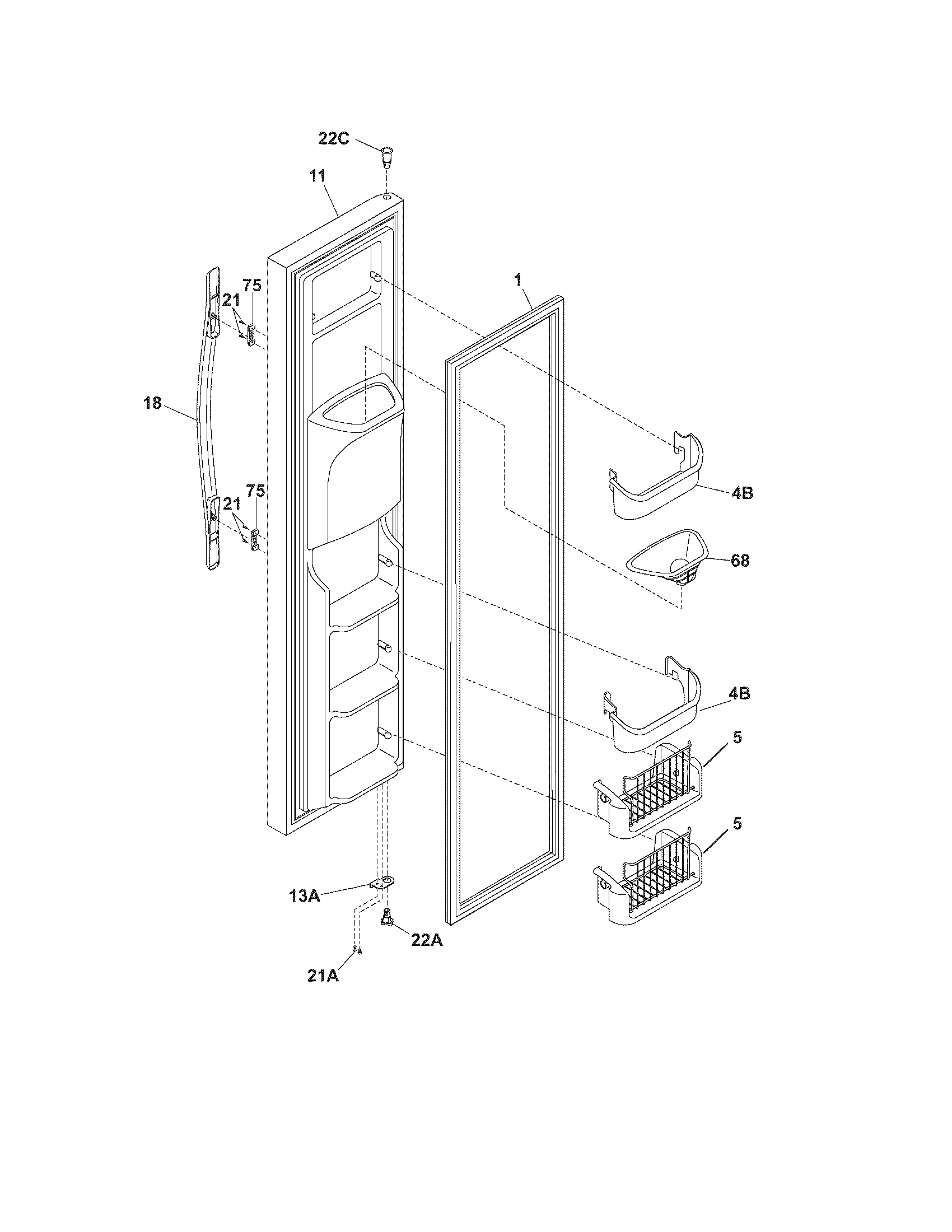 Frigidaire LECR23EFE2 freezer door diagram