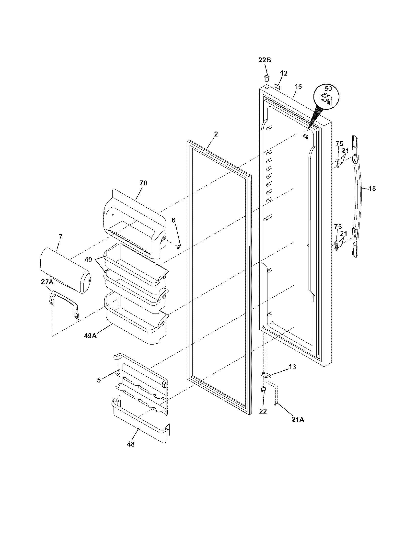 Frigidaire LECR23EFE2 refrigerator door diagram