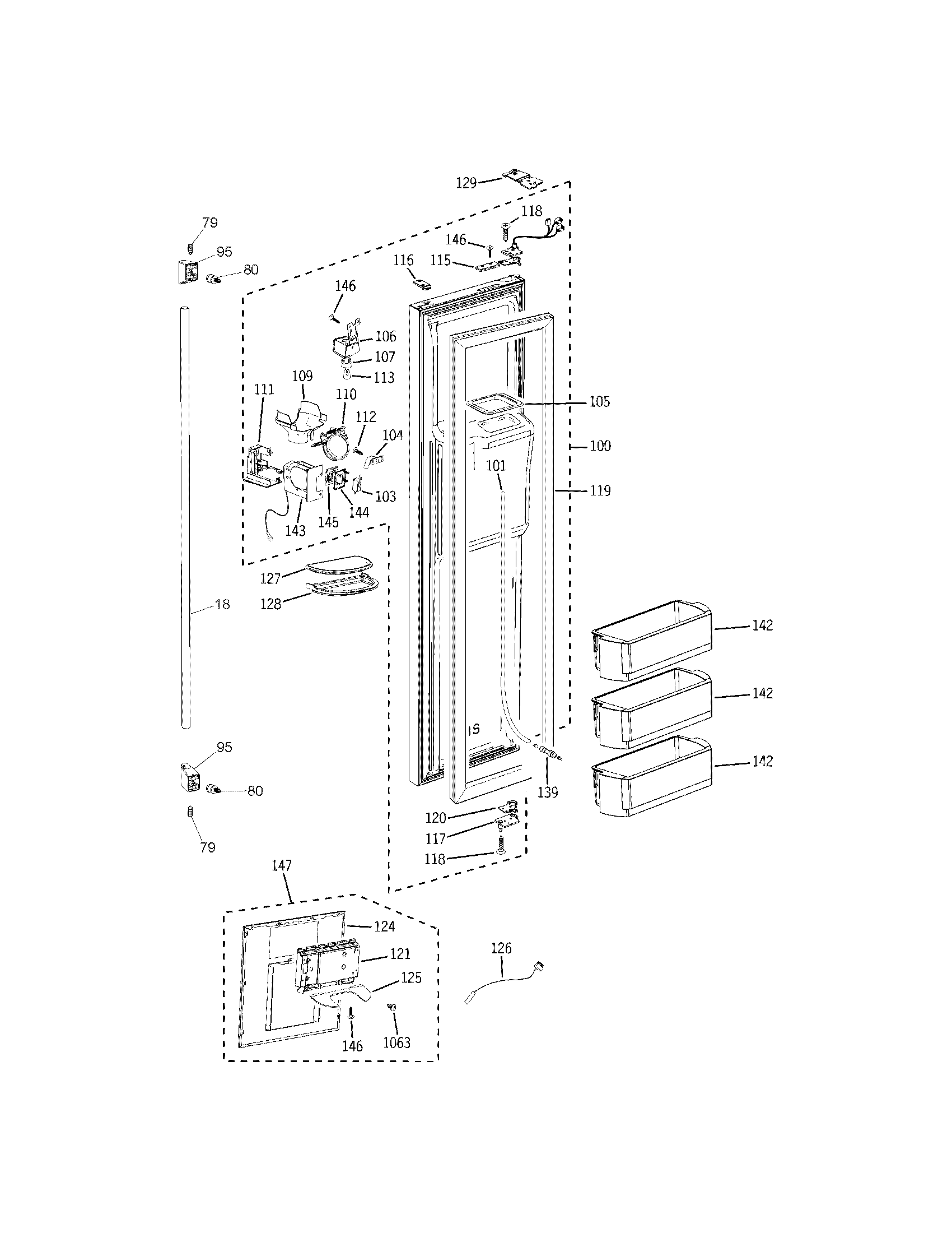 Electrolux E42BS75EPS freezer door diagram