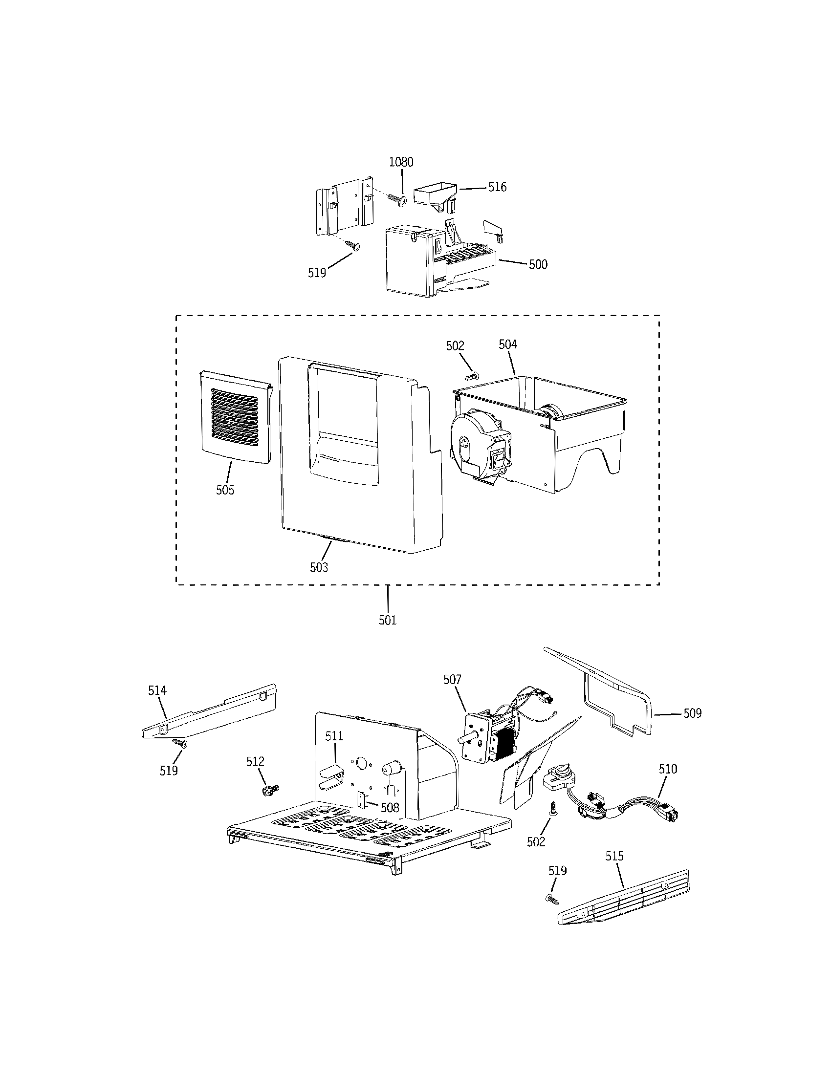 Electrolux E42BS75EPS ice maker/dispenser diagram