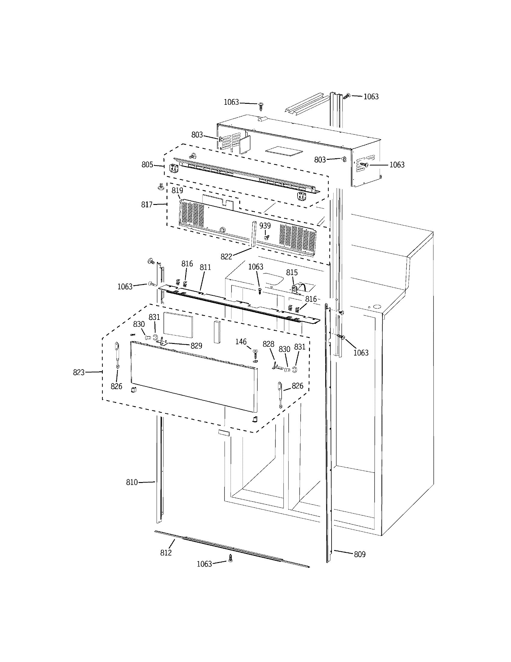 Electrolux E42BS75EPS cabinet upper diagram