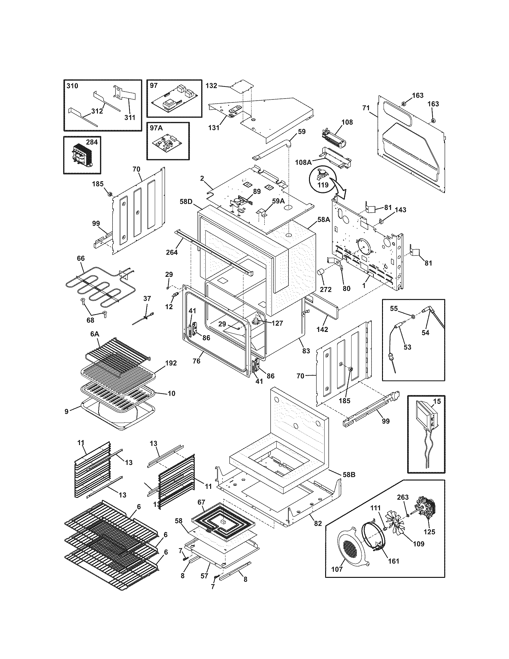 Kenmore Pro 79042003602 upper oven diagram
