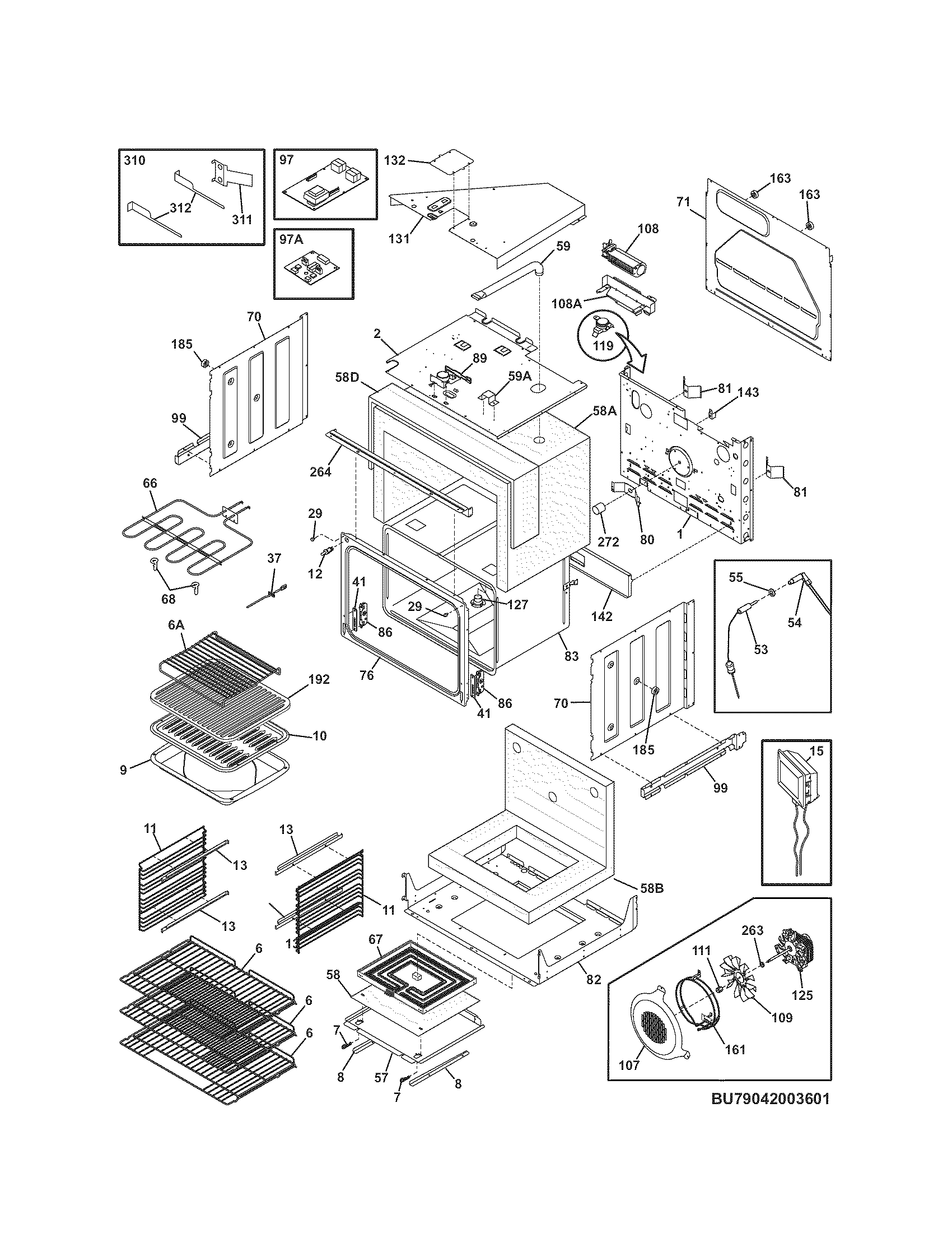 Kenmore Pro 79042003603 upper oven diagram