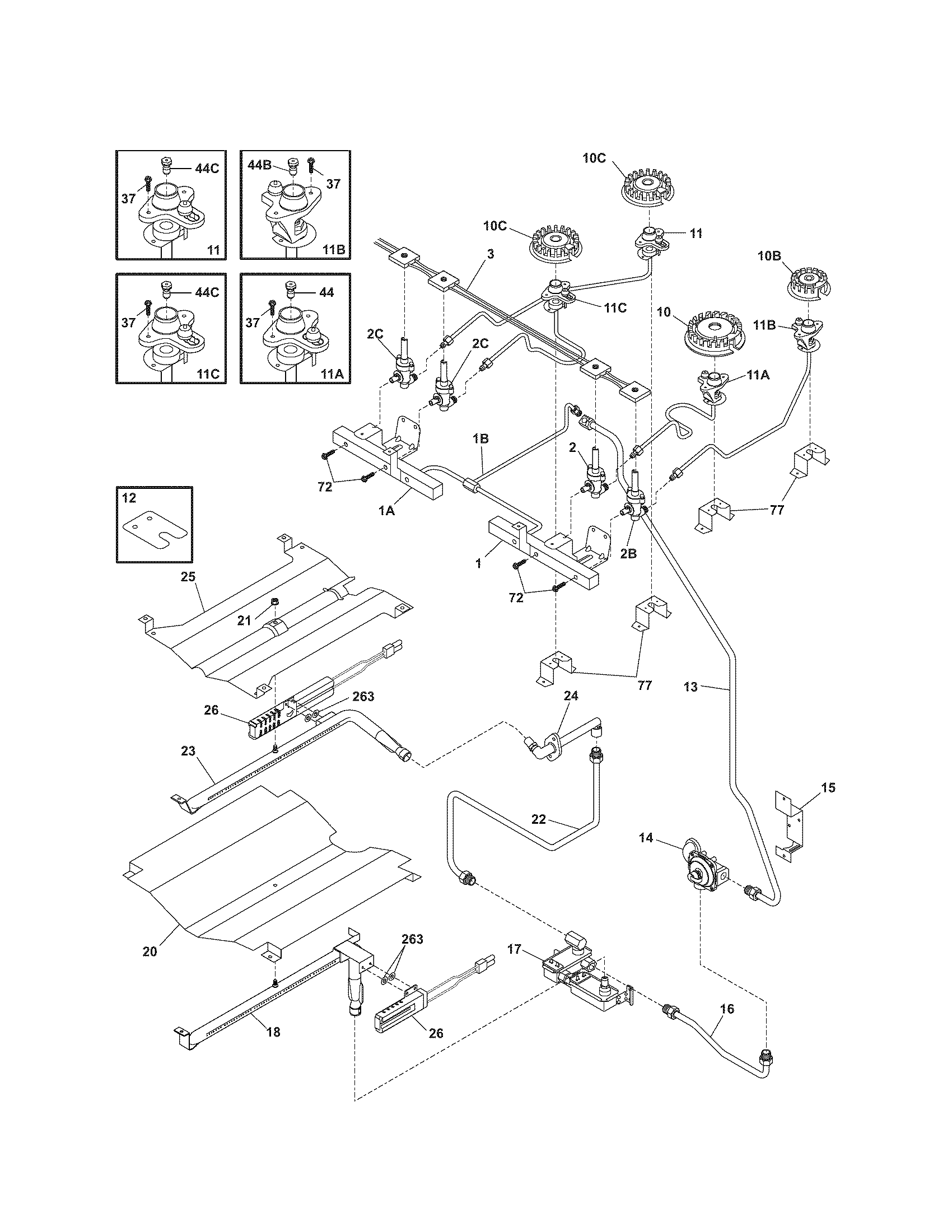 Kenmore 79036682503 burner diagram