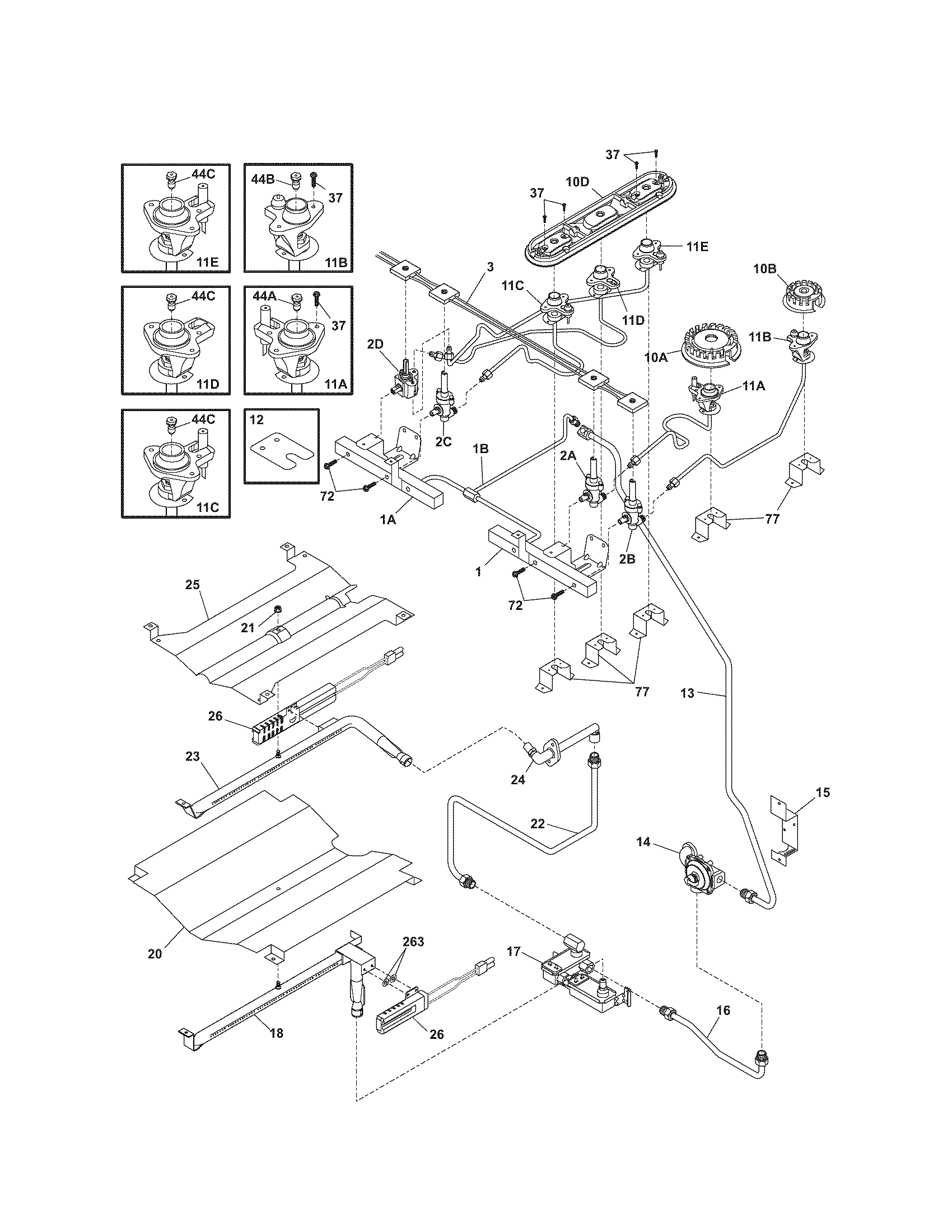 Kenmore Elite 79036723603 burner diagram