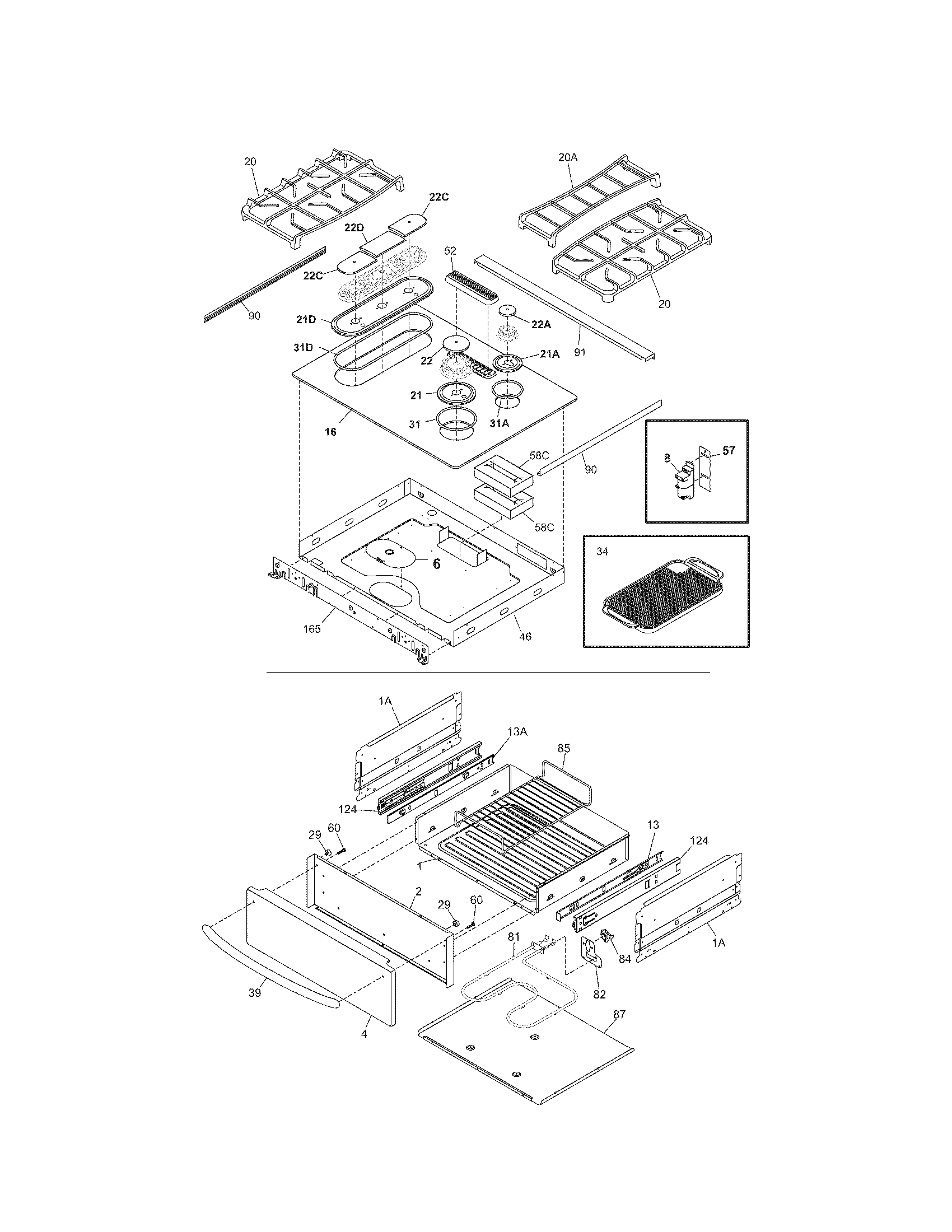 Kenmore Elite 79036723603 top/drawer diagram