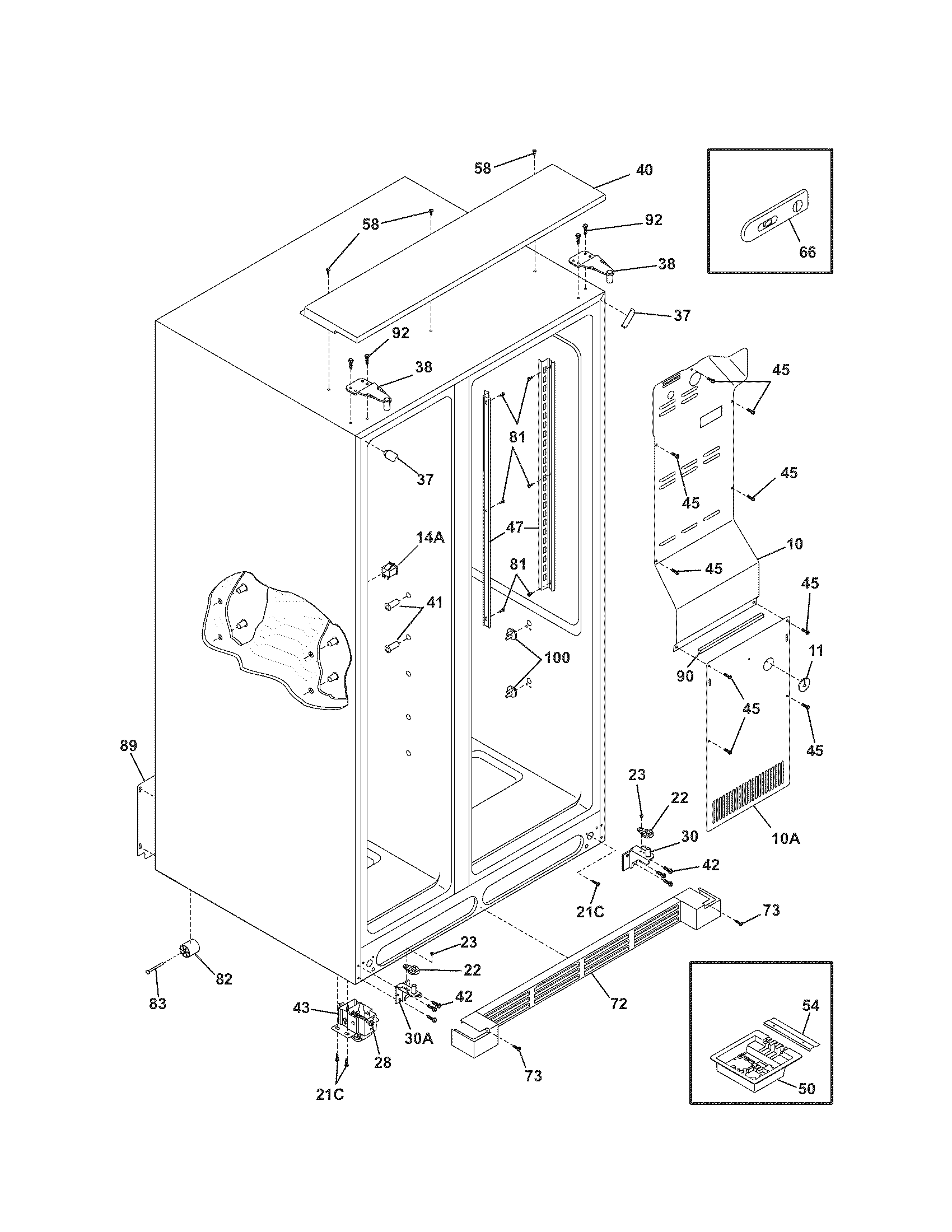 Kenmore Pro 25355333602 cabinet diagram