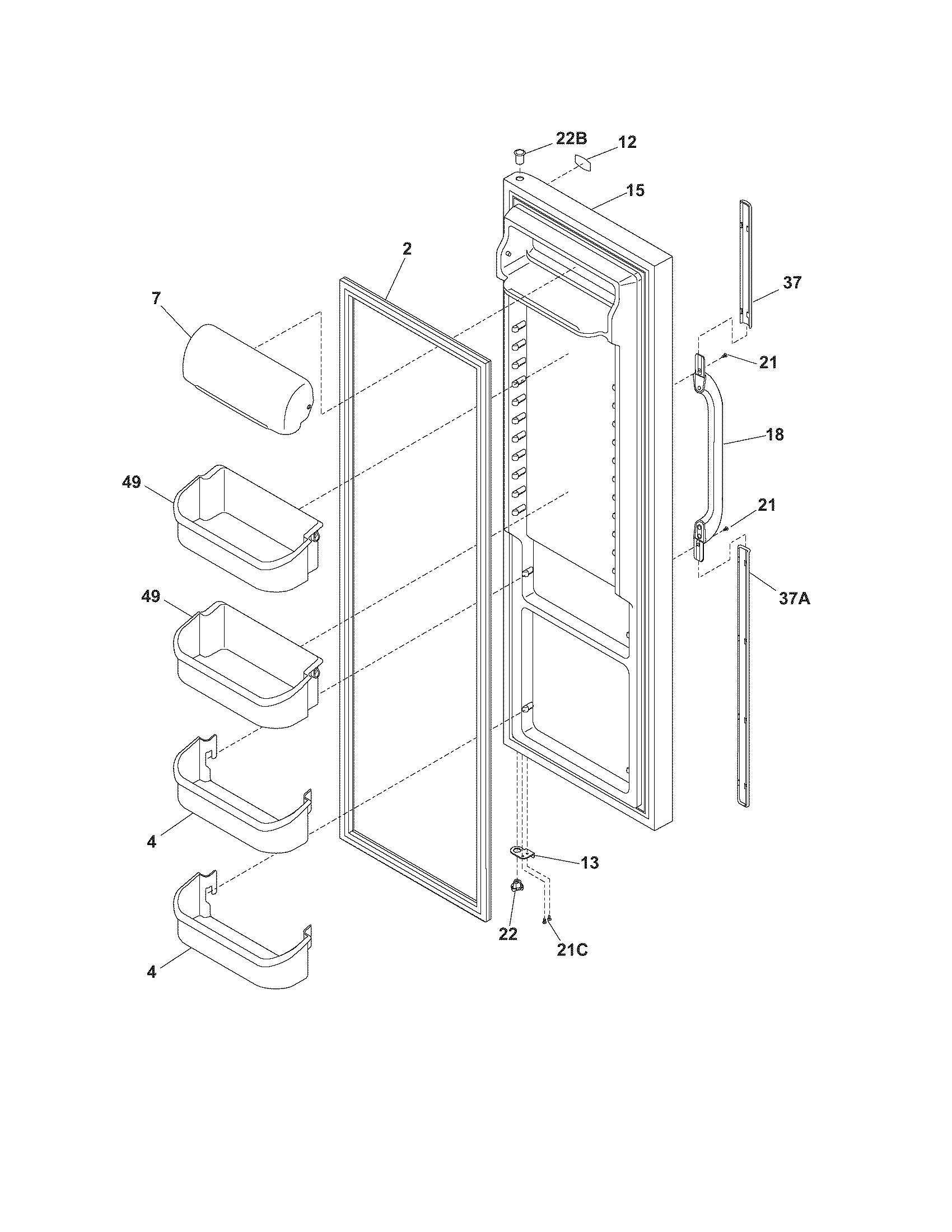 Crosley CRSE234FSM1 refrigerator door diagram