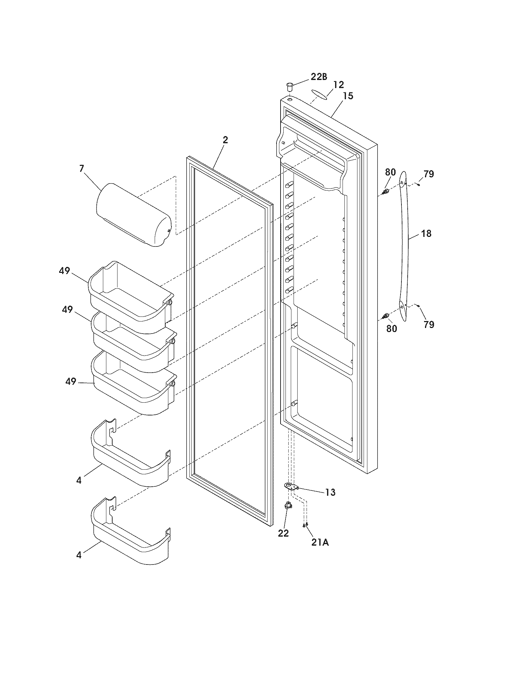 Frigidaire PHS39EHSS2 refrigerator door diagram