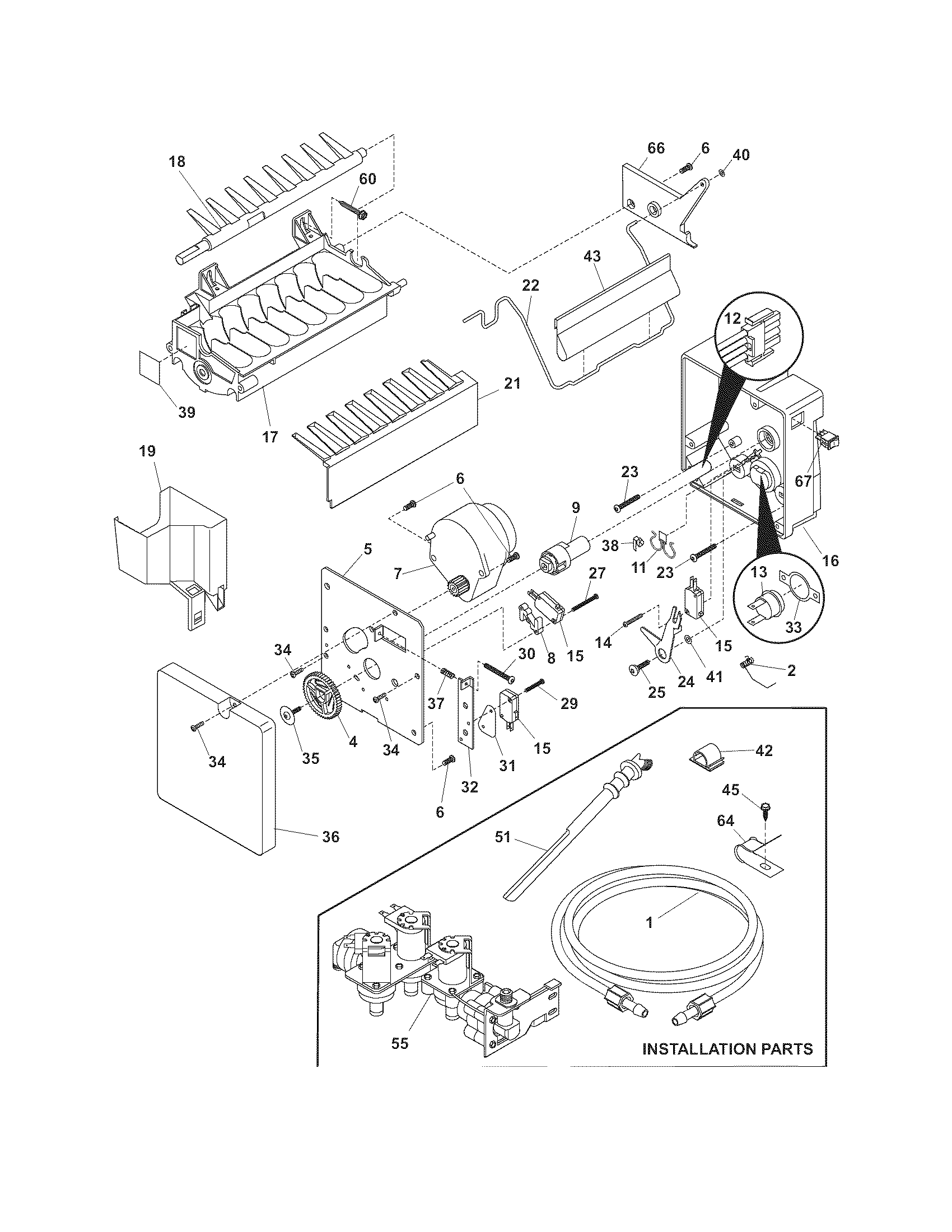 Frigidaire PHS39EHSS2 ice maker diagram