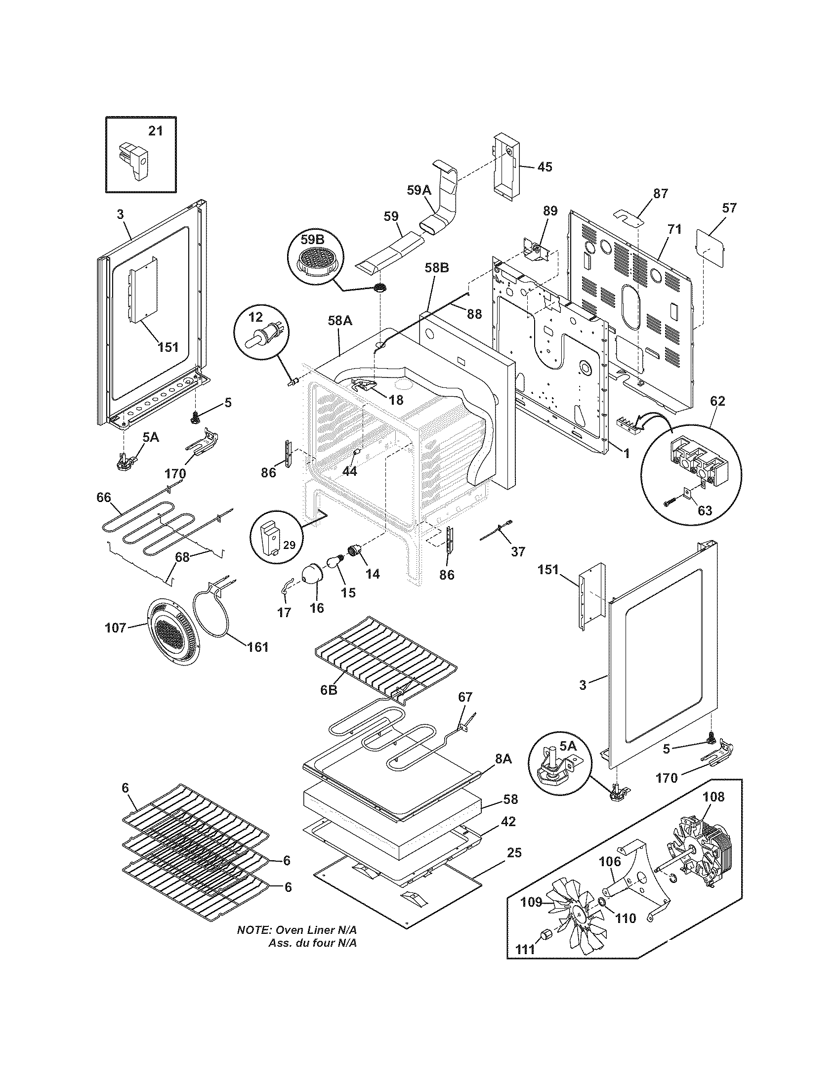 Frigidaire GLEF387FCD body diagram