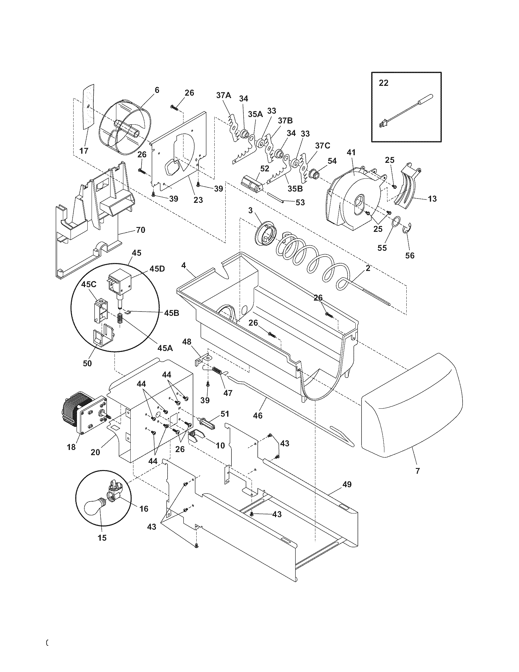 Electrolux E23CS78GPS1 ice container diagram