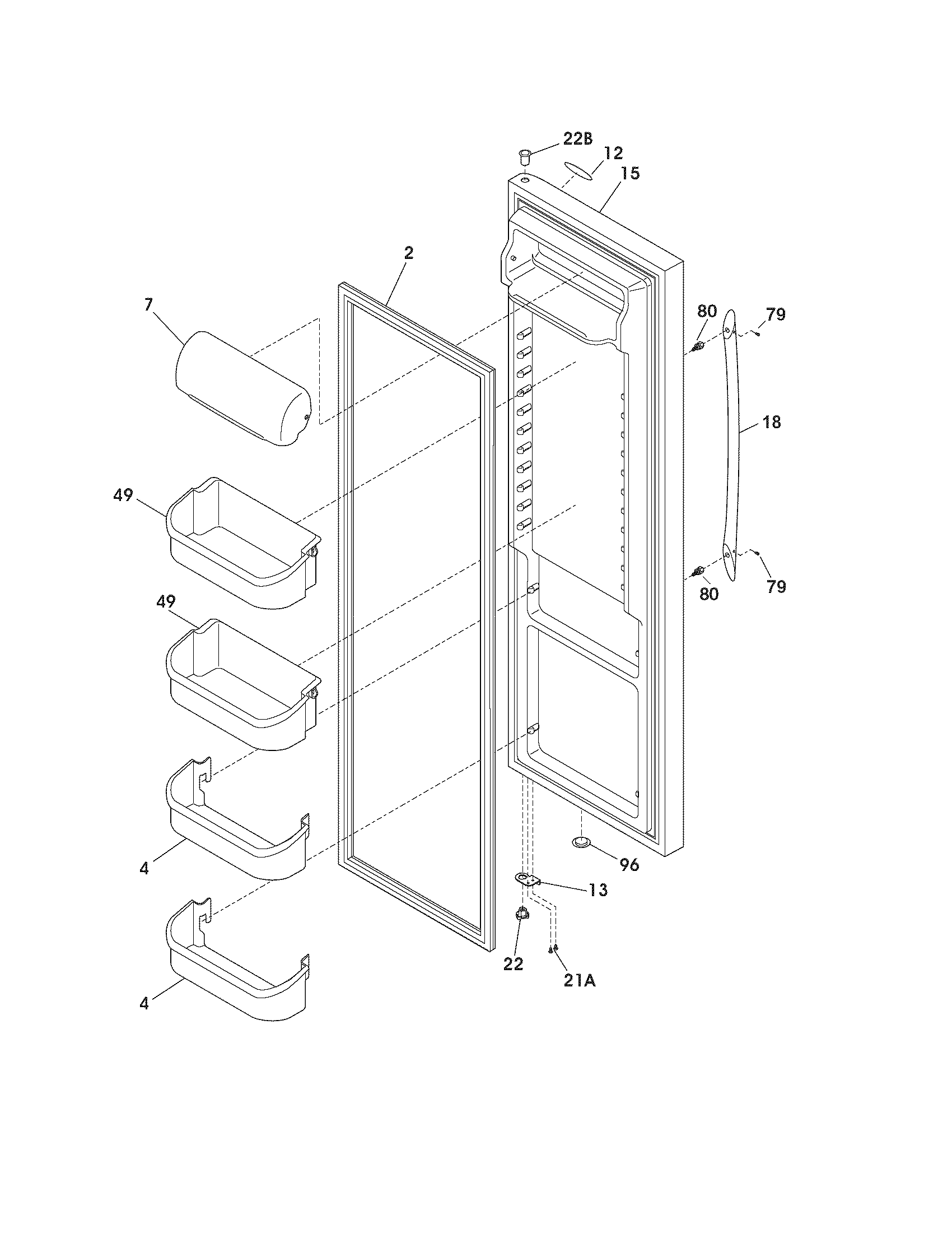 Frigidaire PHS69EHSS1 refrigerator door diagram