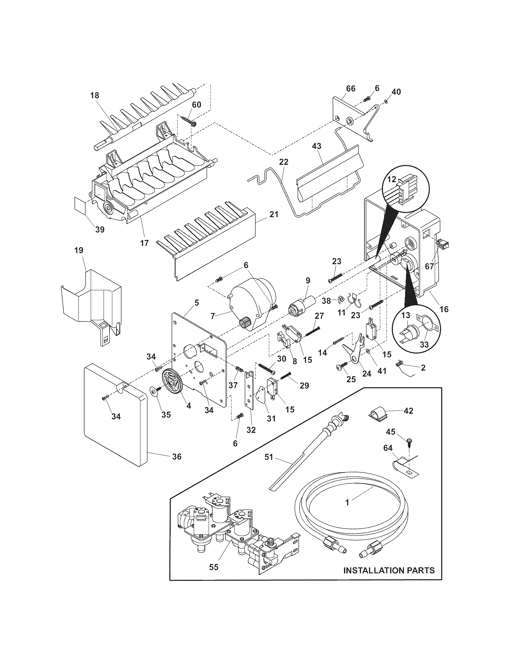 Kenmore Elite 25357119604 ice maker diagram