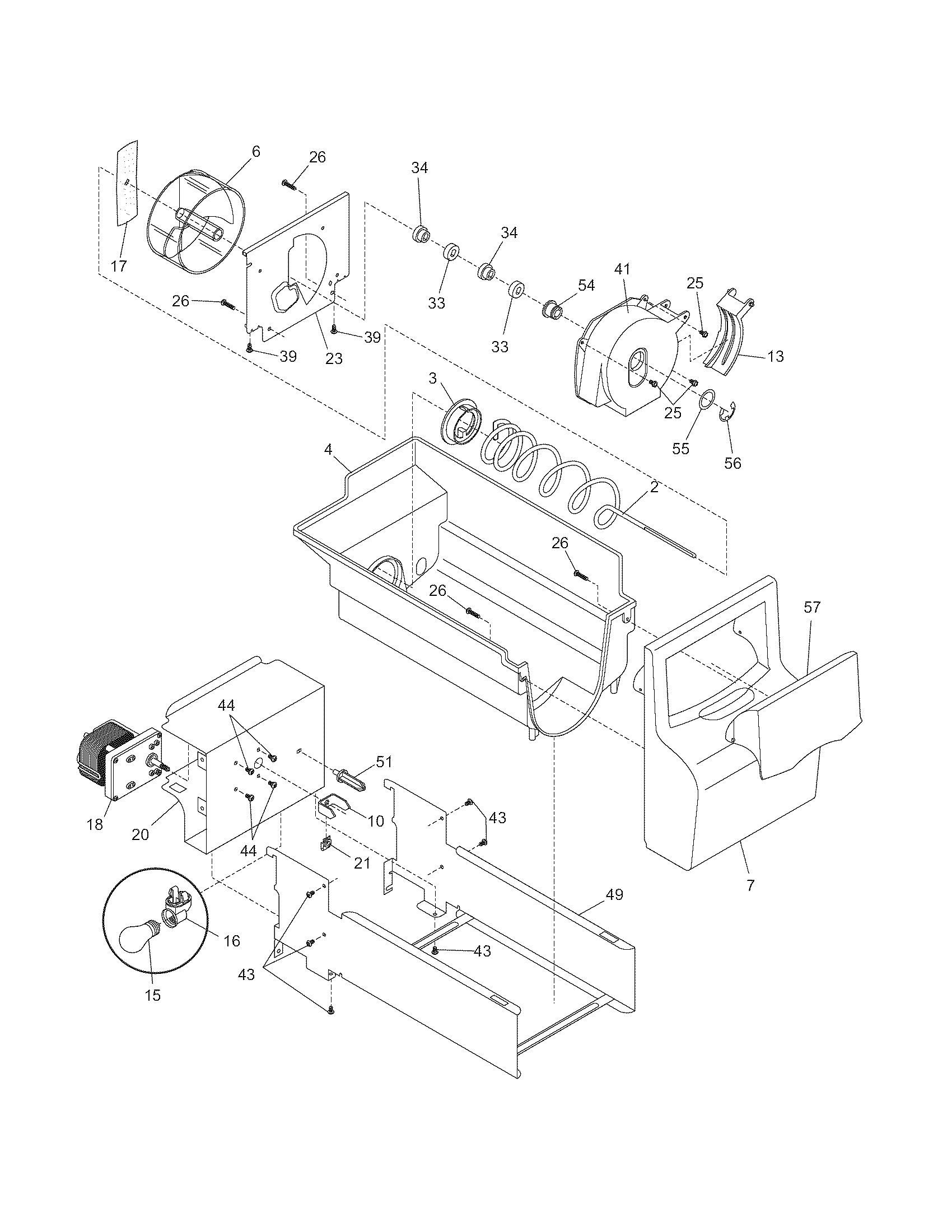 Frigidaire FRS6R2FB1 ice container diagram