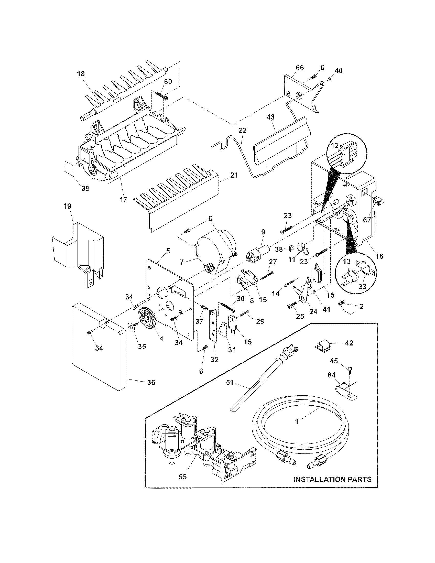 Frigidaire PHSC39EGSS2 ice maker diagram
